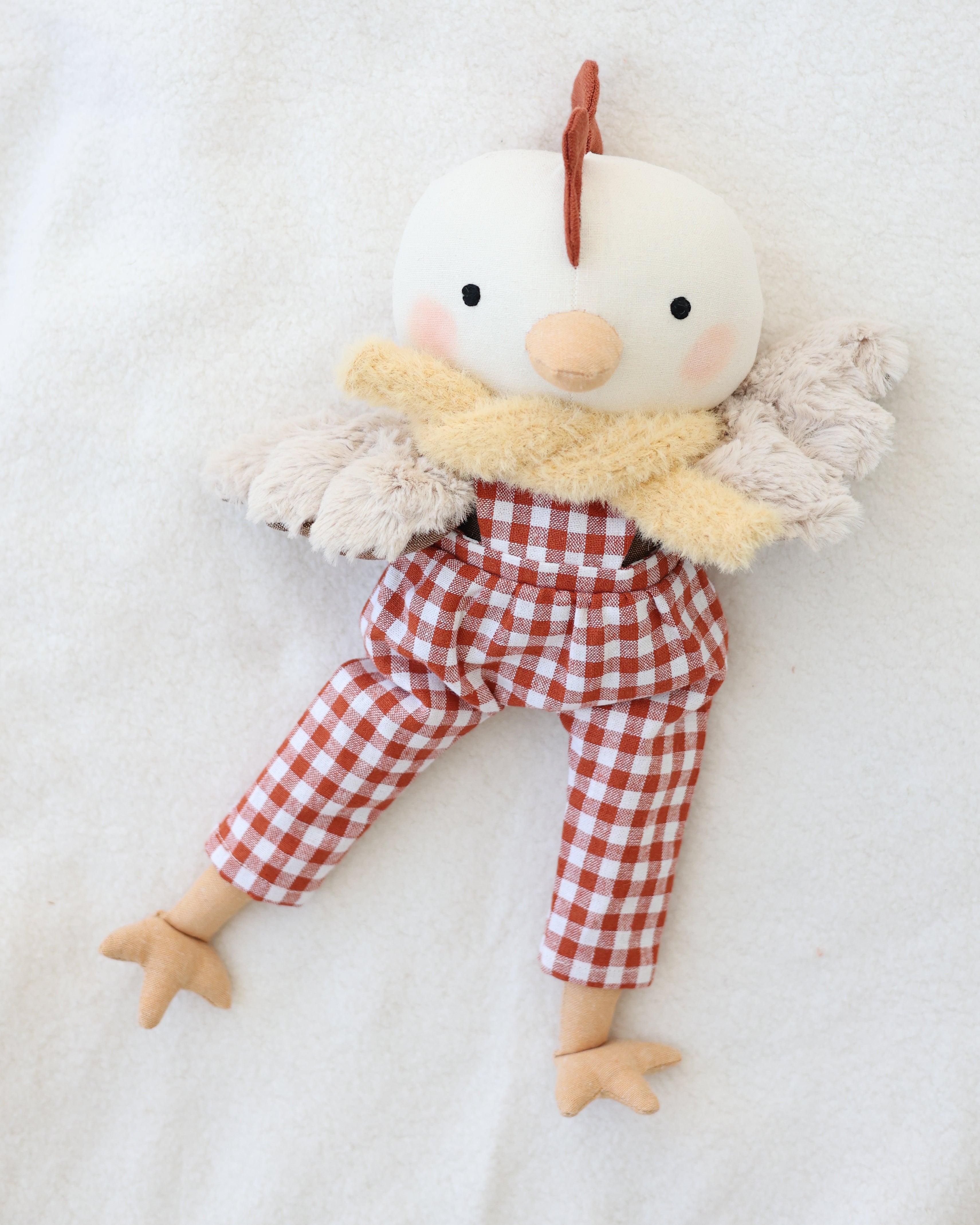 Poupée coq Clarence bloomers vichy rouge