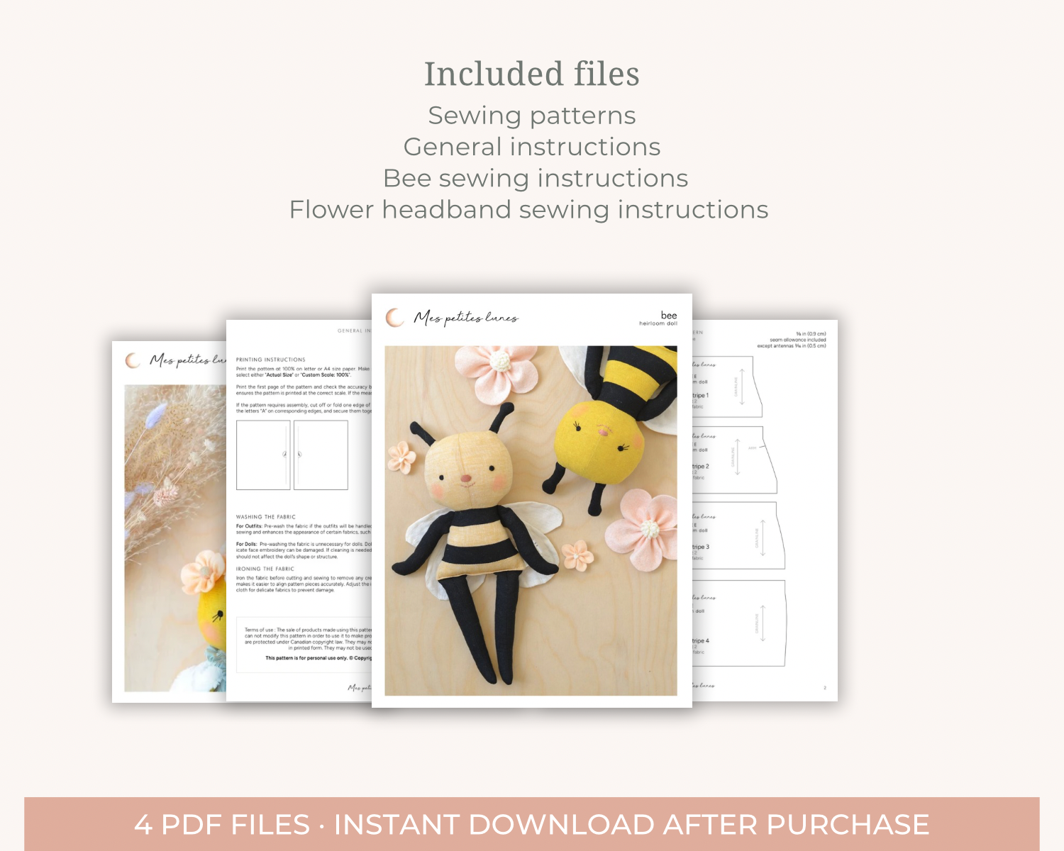 Bee Soft Toy Sewing Pattern – PDF Digital Download