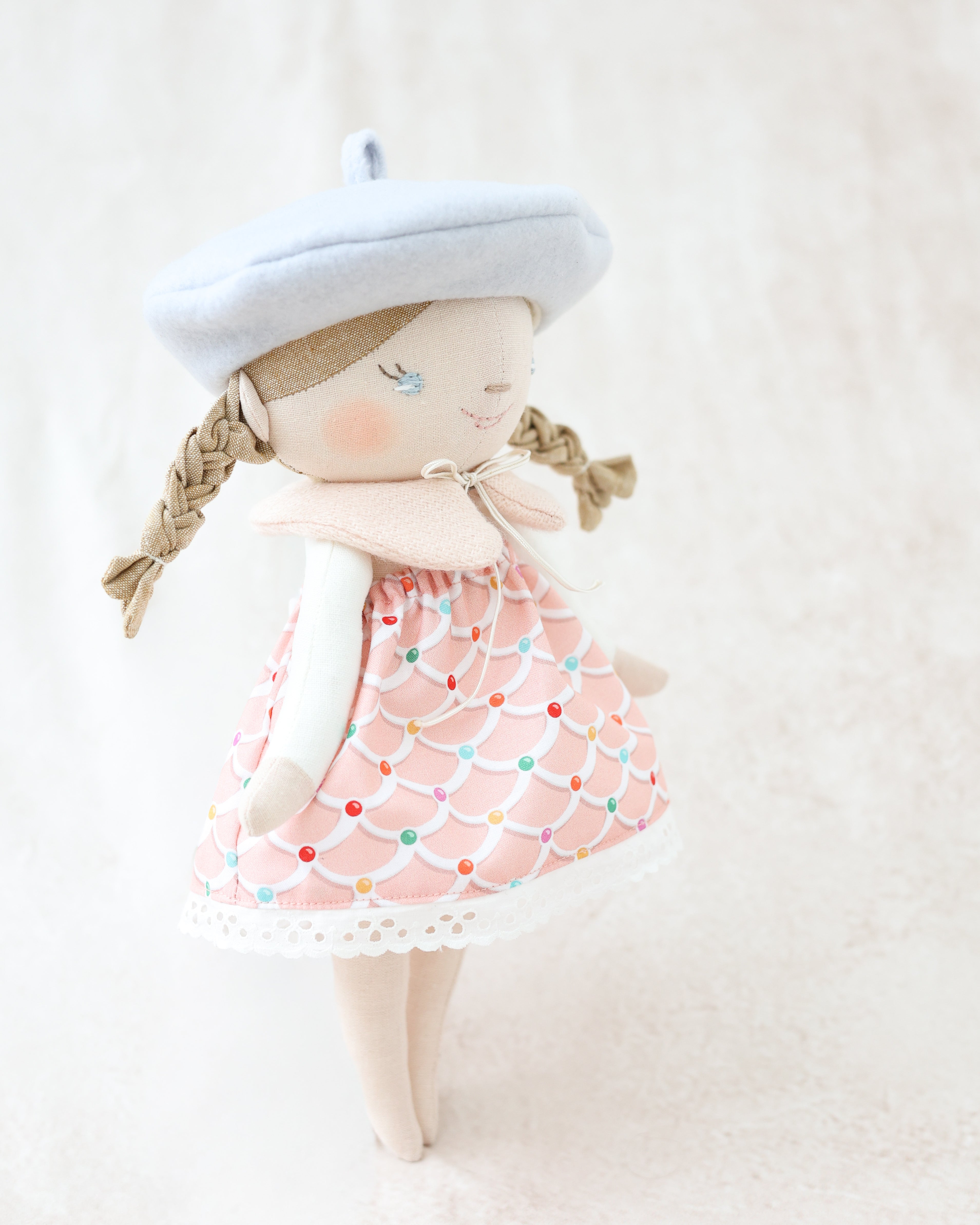 Classic Doll in Pink Skirt with French Beret