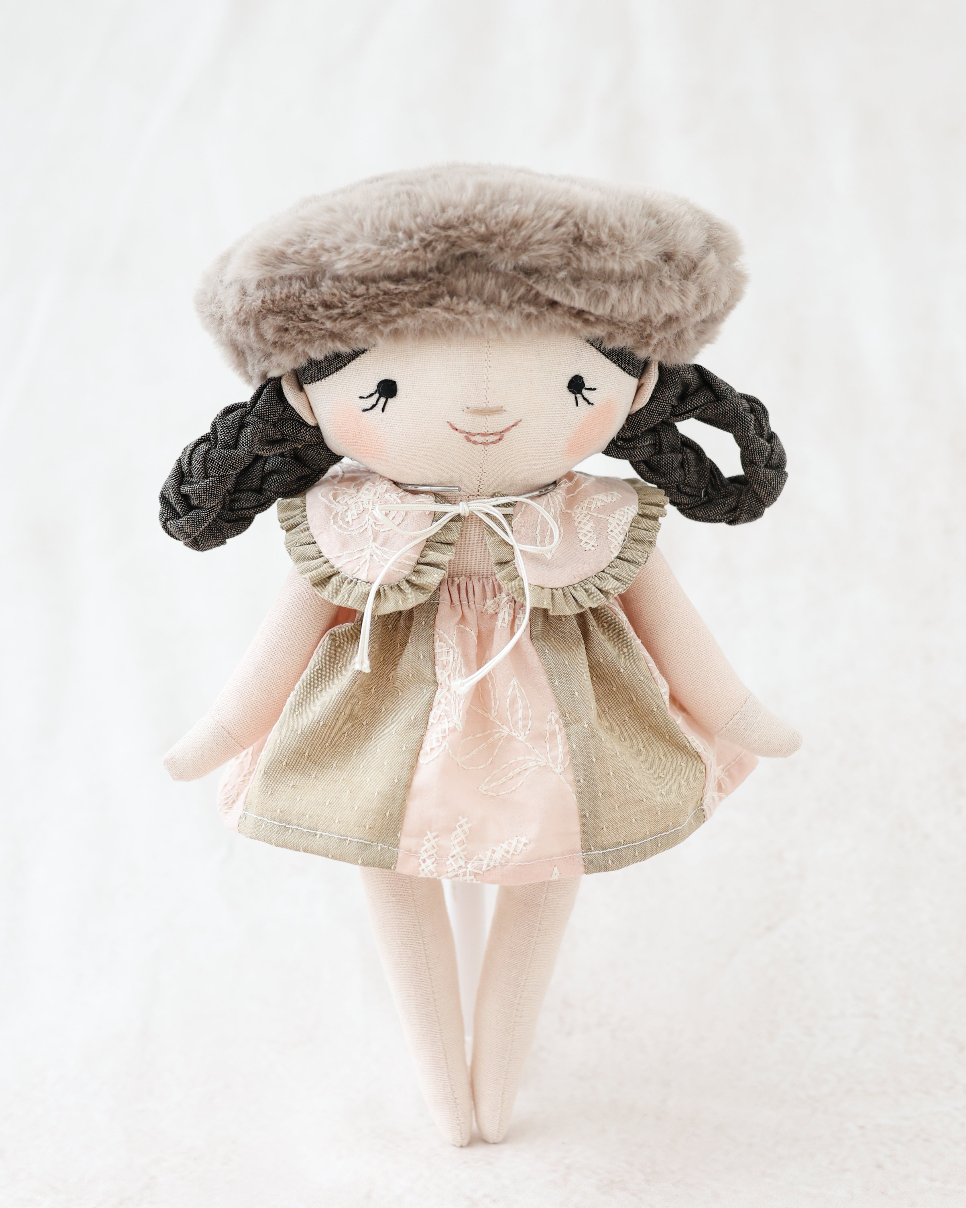 Classic Doll in Block Skirt with Fur Beret