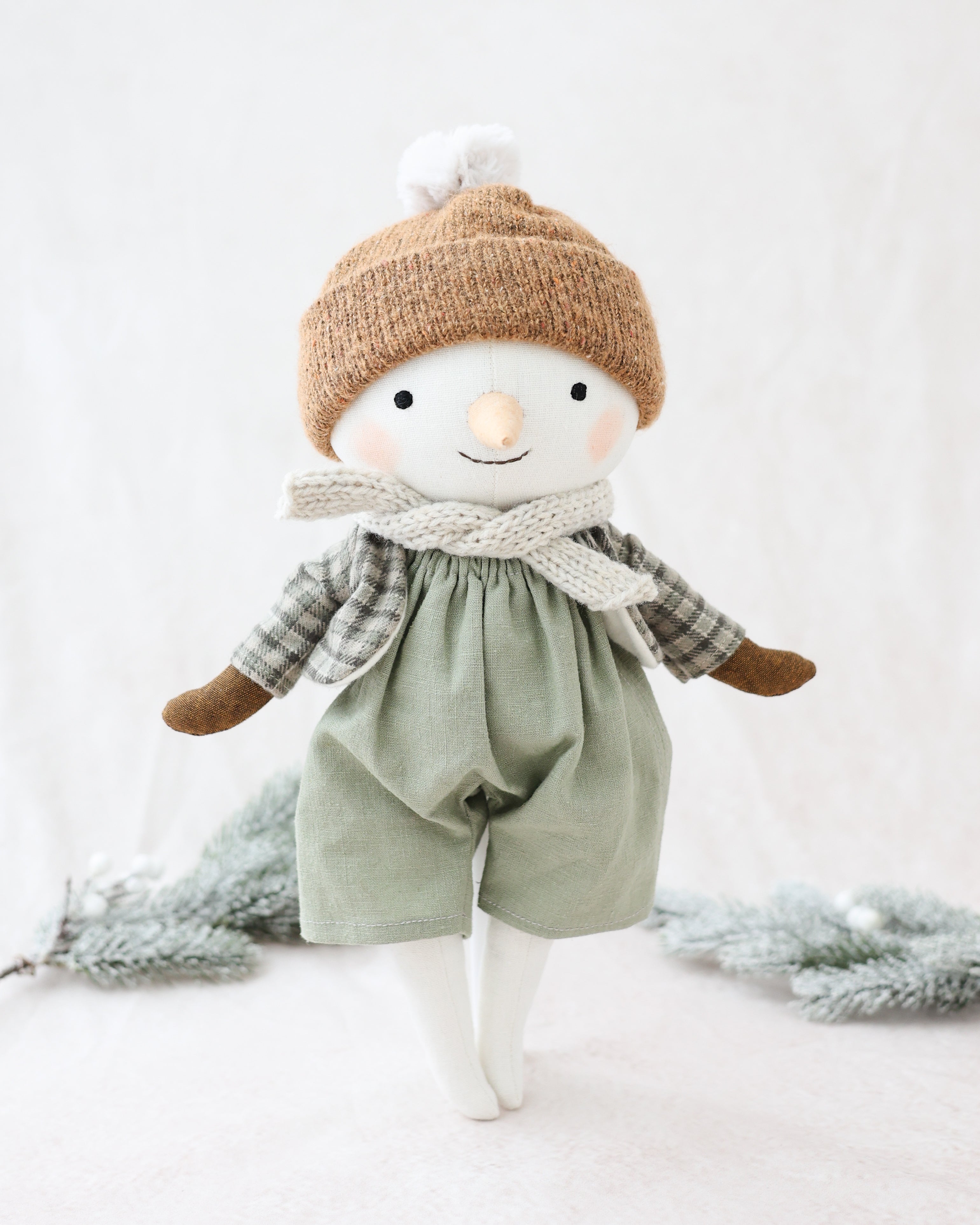 Snowman Plush Green Jumpsuit and Scarf
