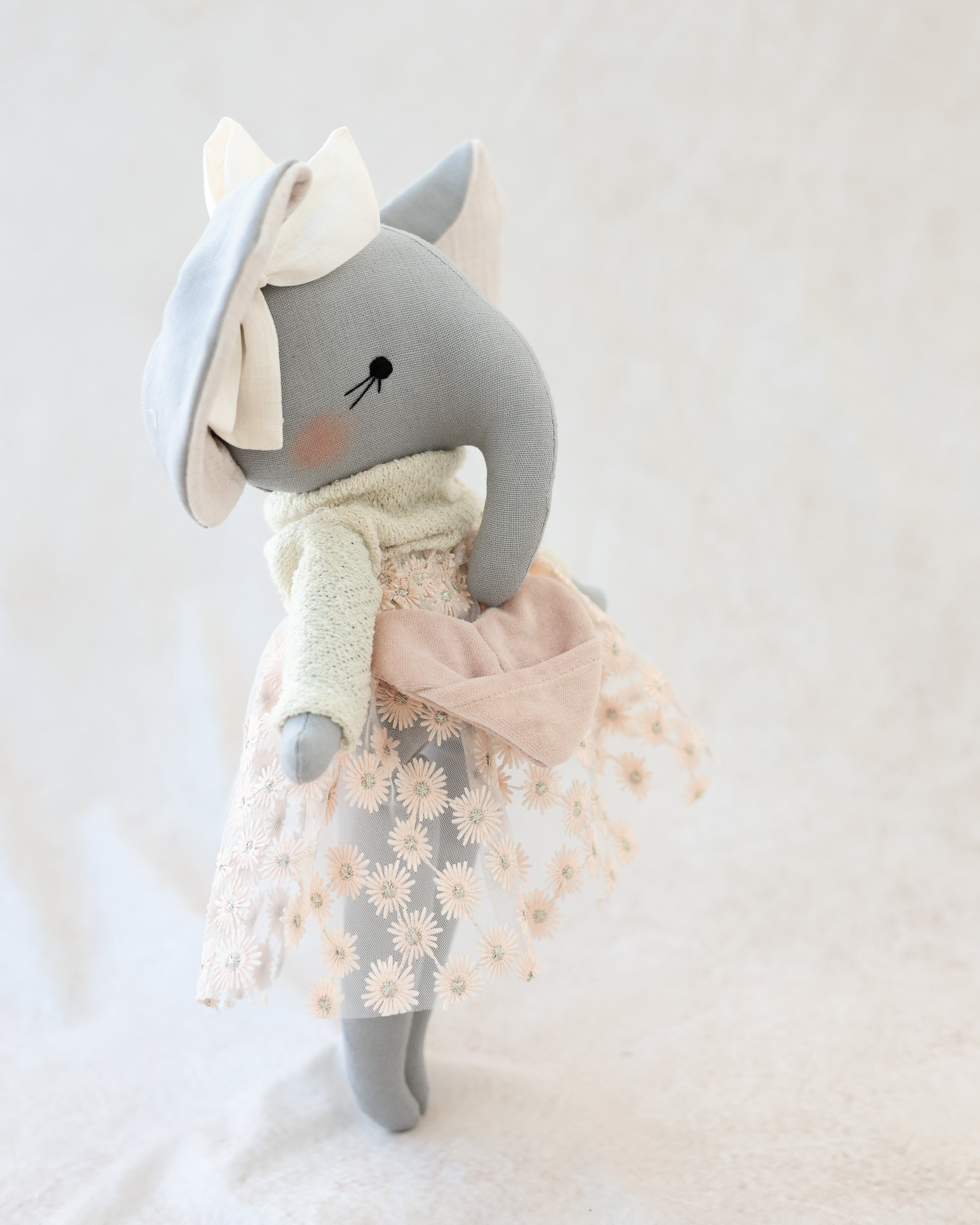 Soft Toy Elephant Light pink skirt