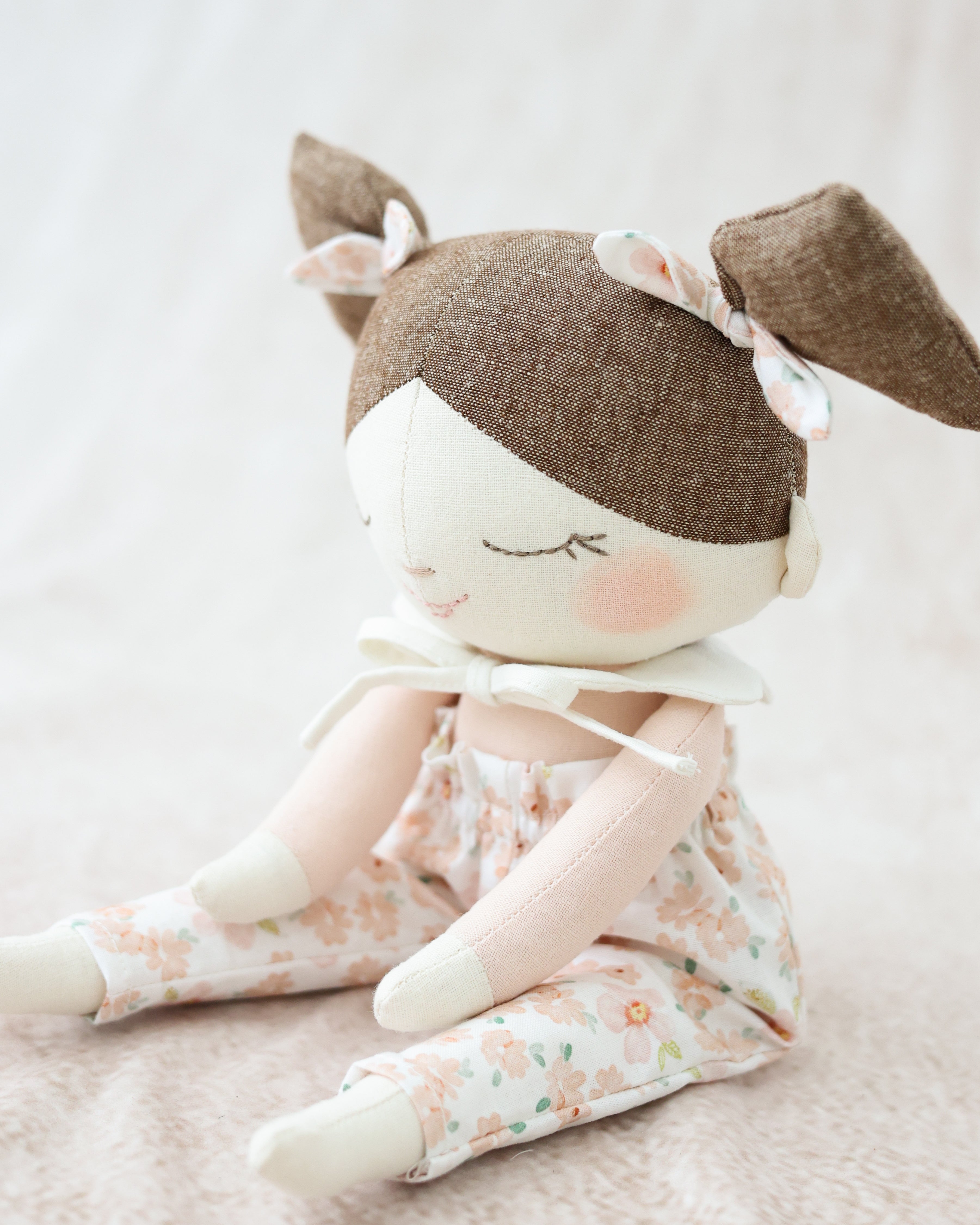 Classic Doll Brown Pigtails and Floral pants
