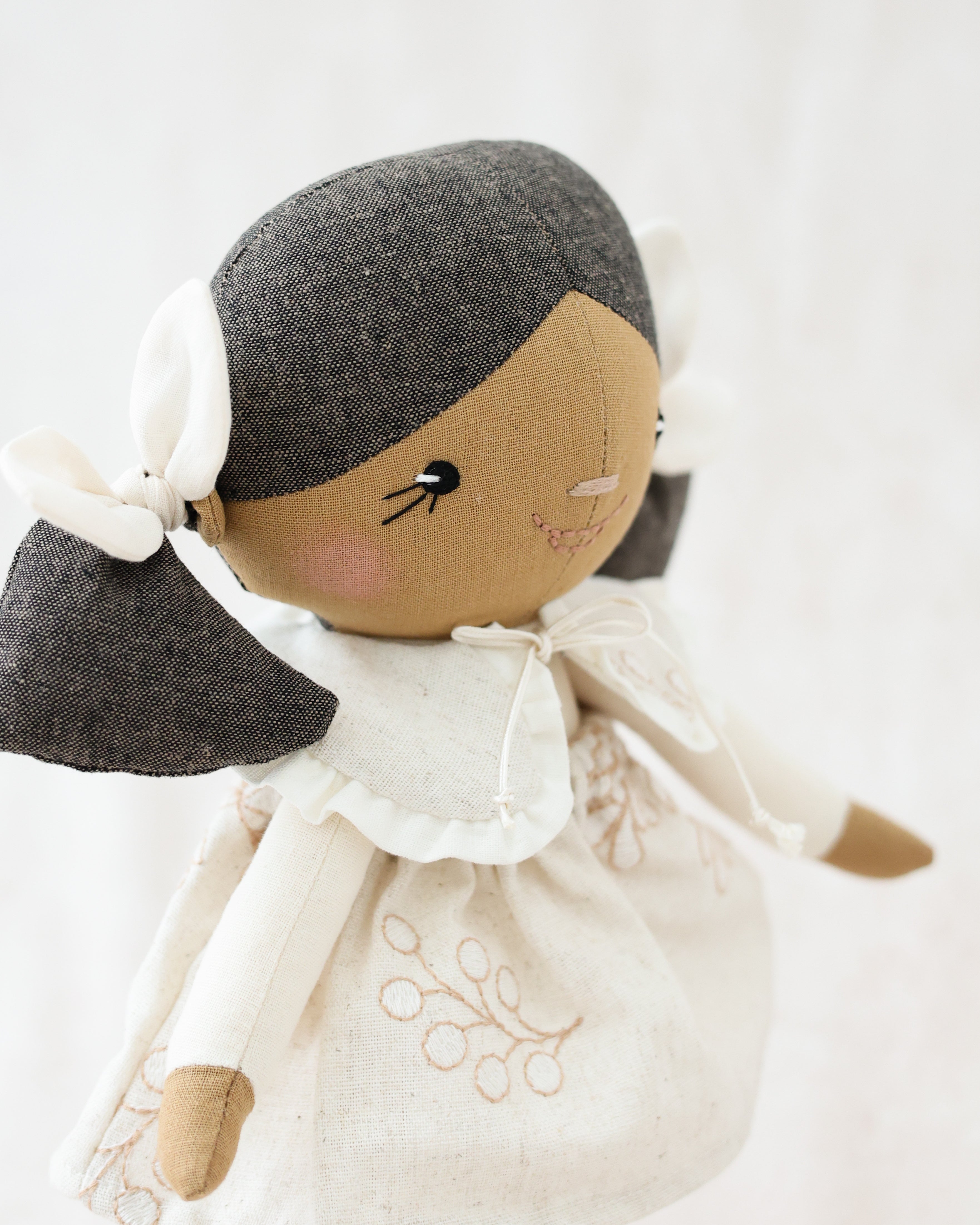 Classic Doll Brown Pigtails and Detachable Collar