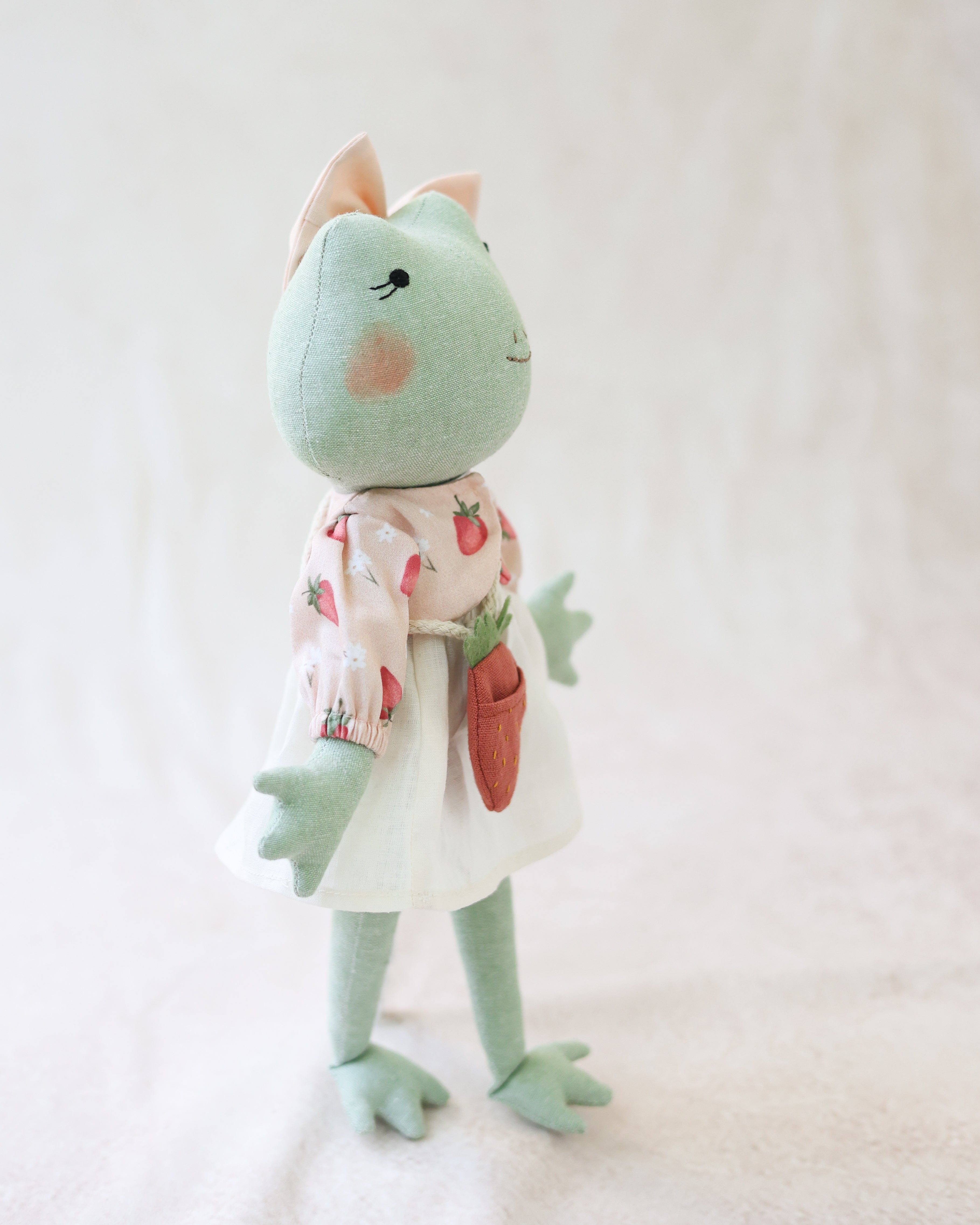 Frog Soft Toy with Strawberry Purse