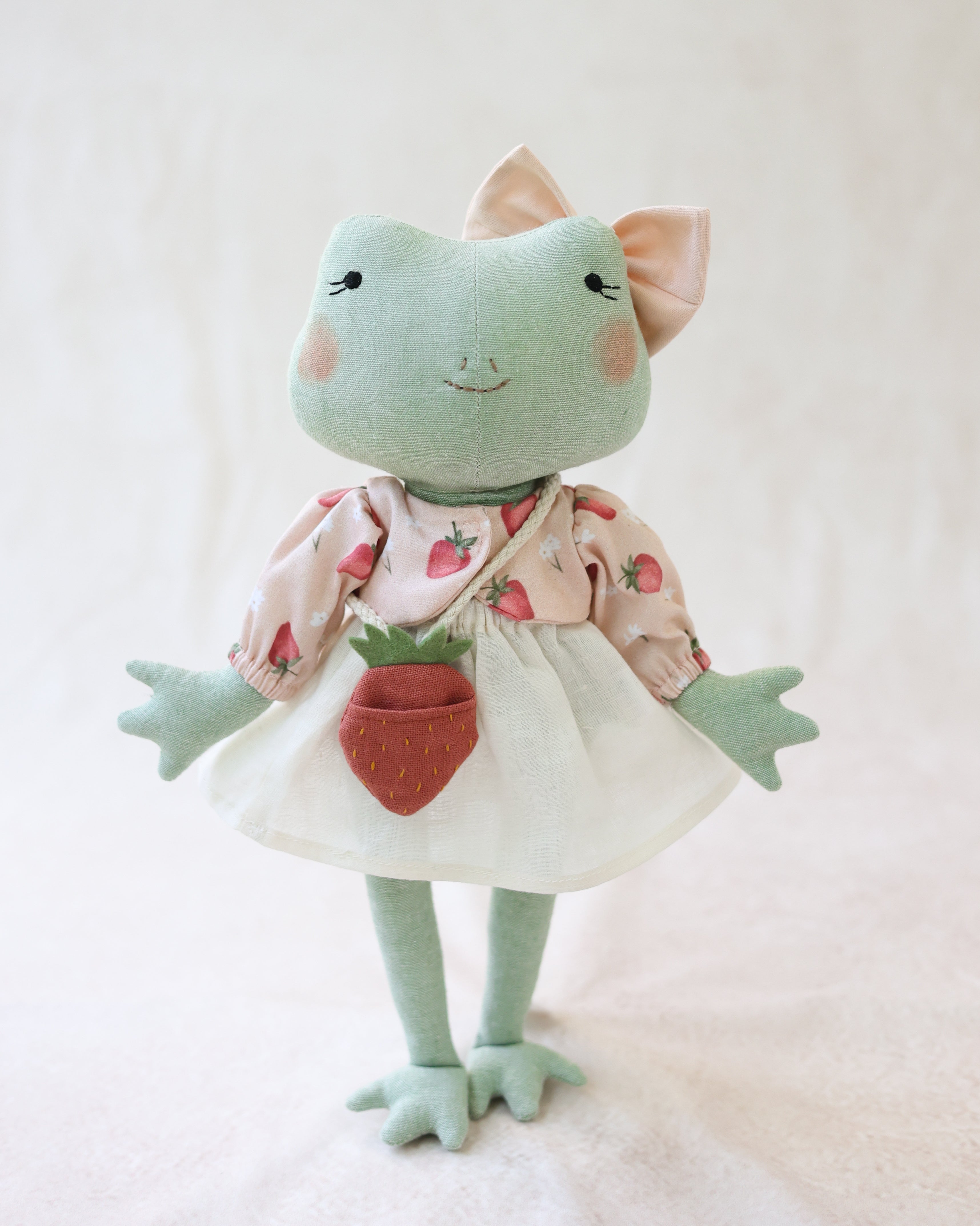 Frog Soft Toy with Strawberry Purse