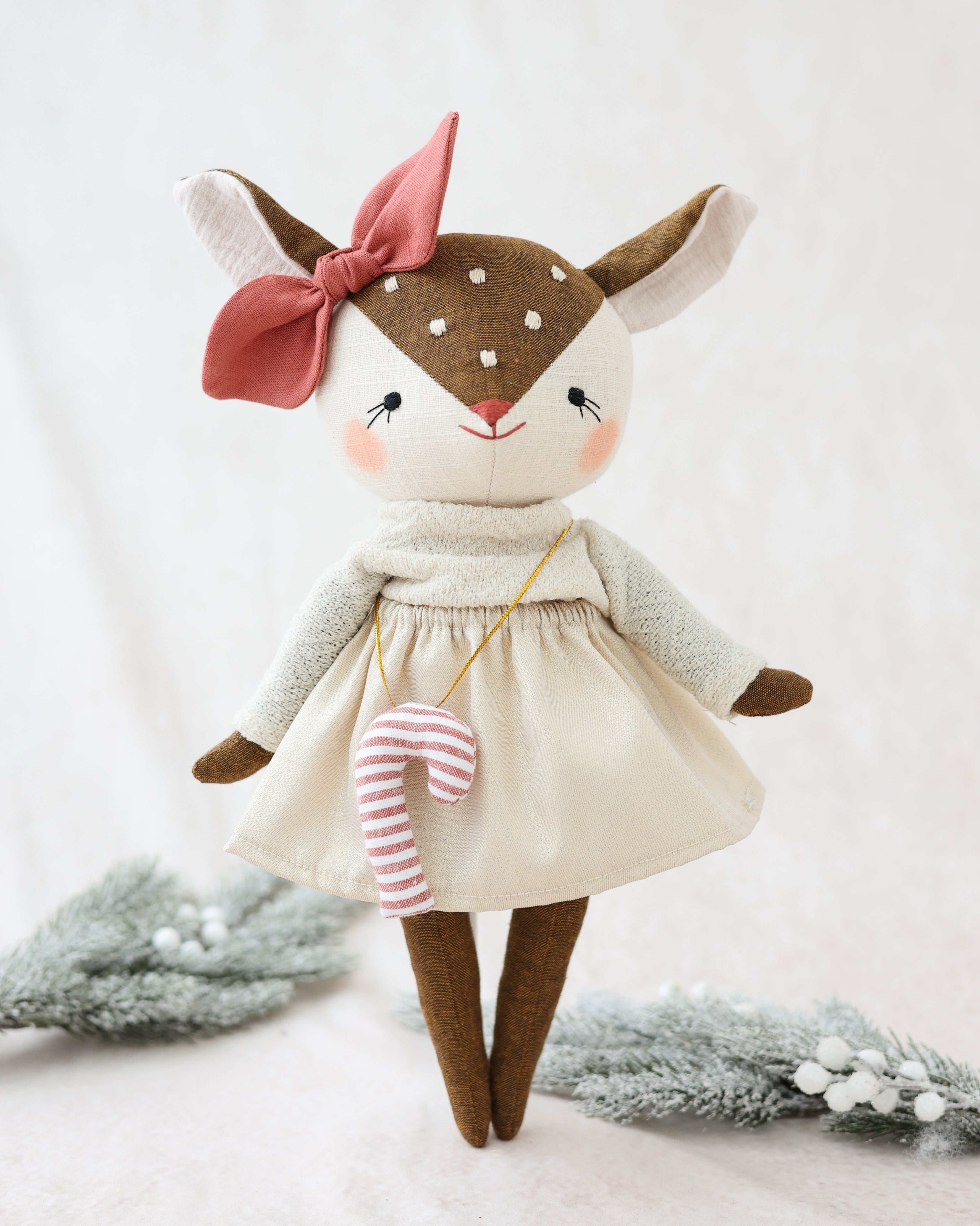 Fawn Doll Glitter Skirt and Candy Cane Ornement