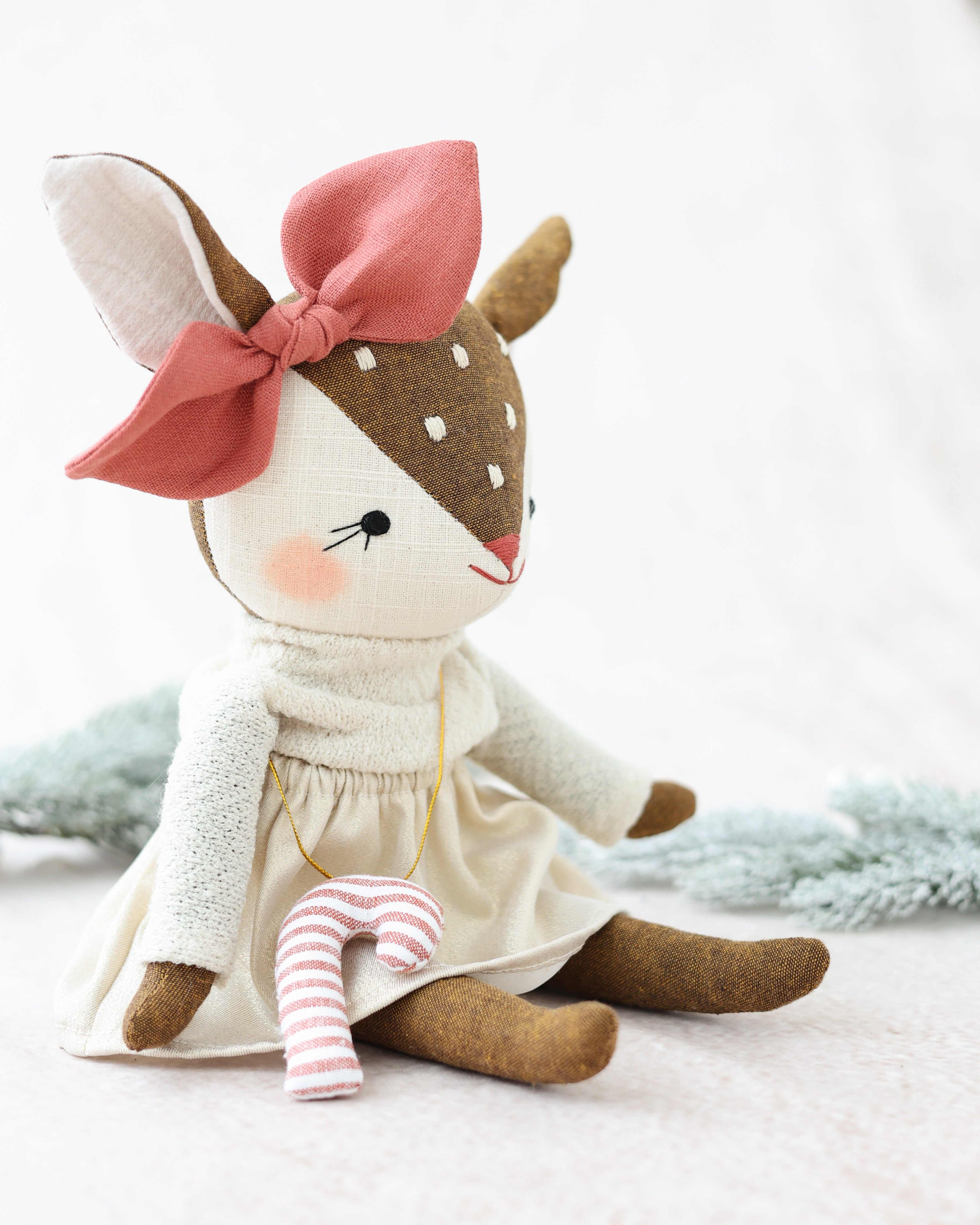 Fawn Doll Glitter Skirt and Candy Cane Ornement