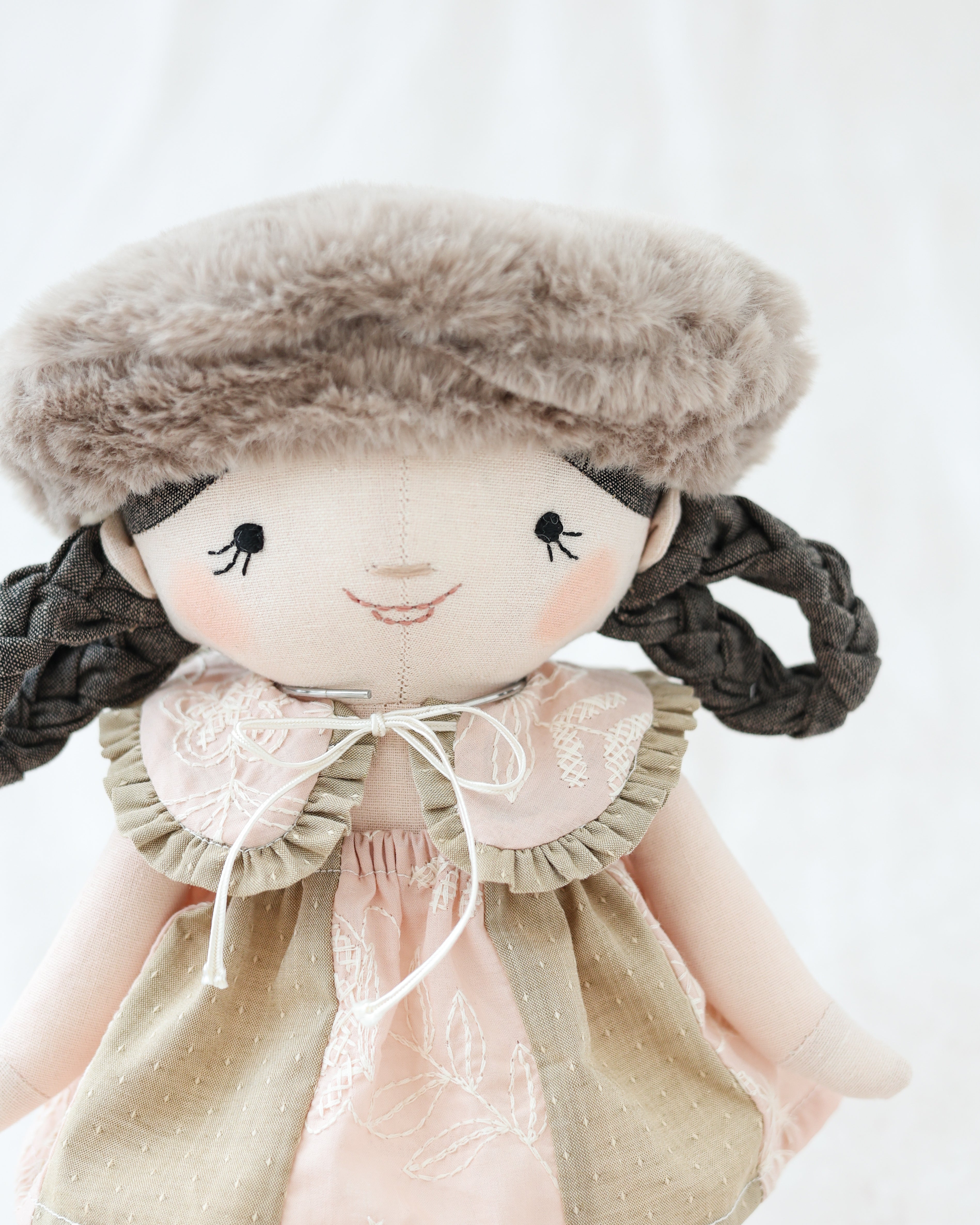 Classic Doll in Block Skirt with Fur Beret