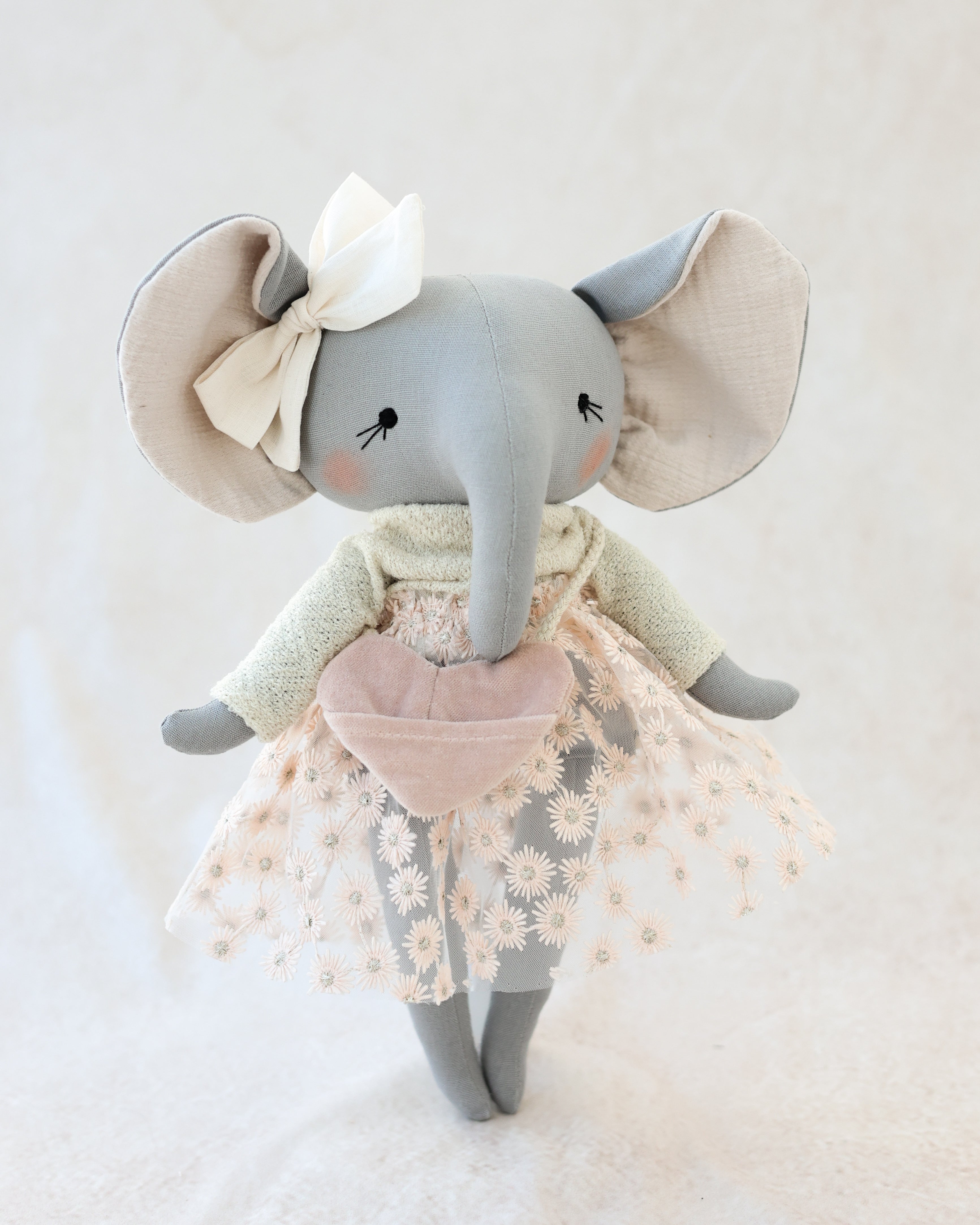 Soft Toy Elephant Light pink skirt