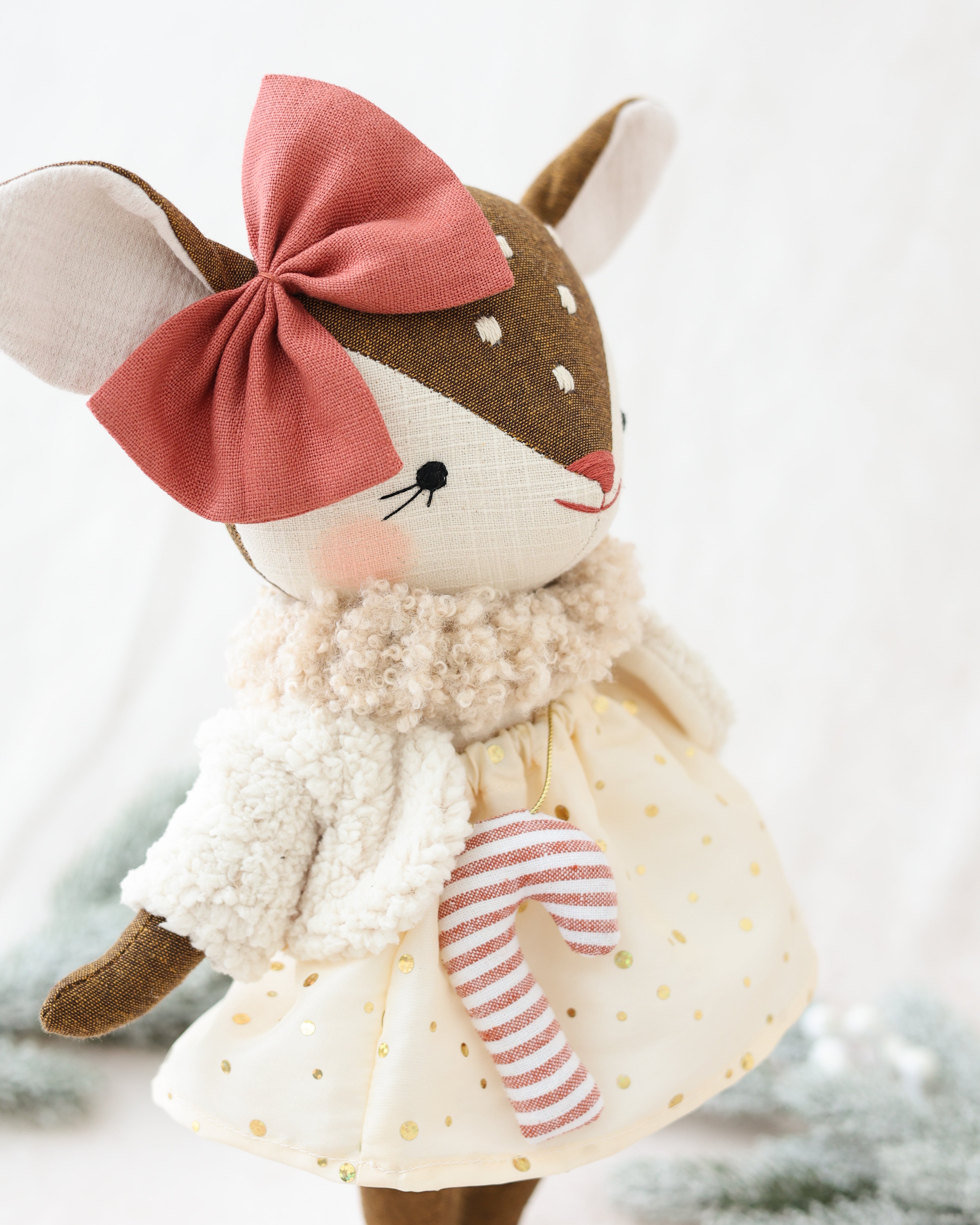 Fawn Doll Glitter Skirt and Candy Cane Ornement