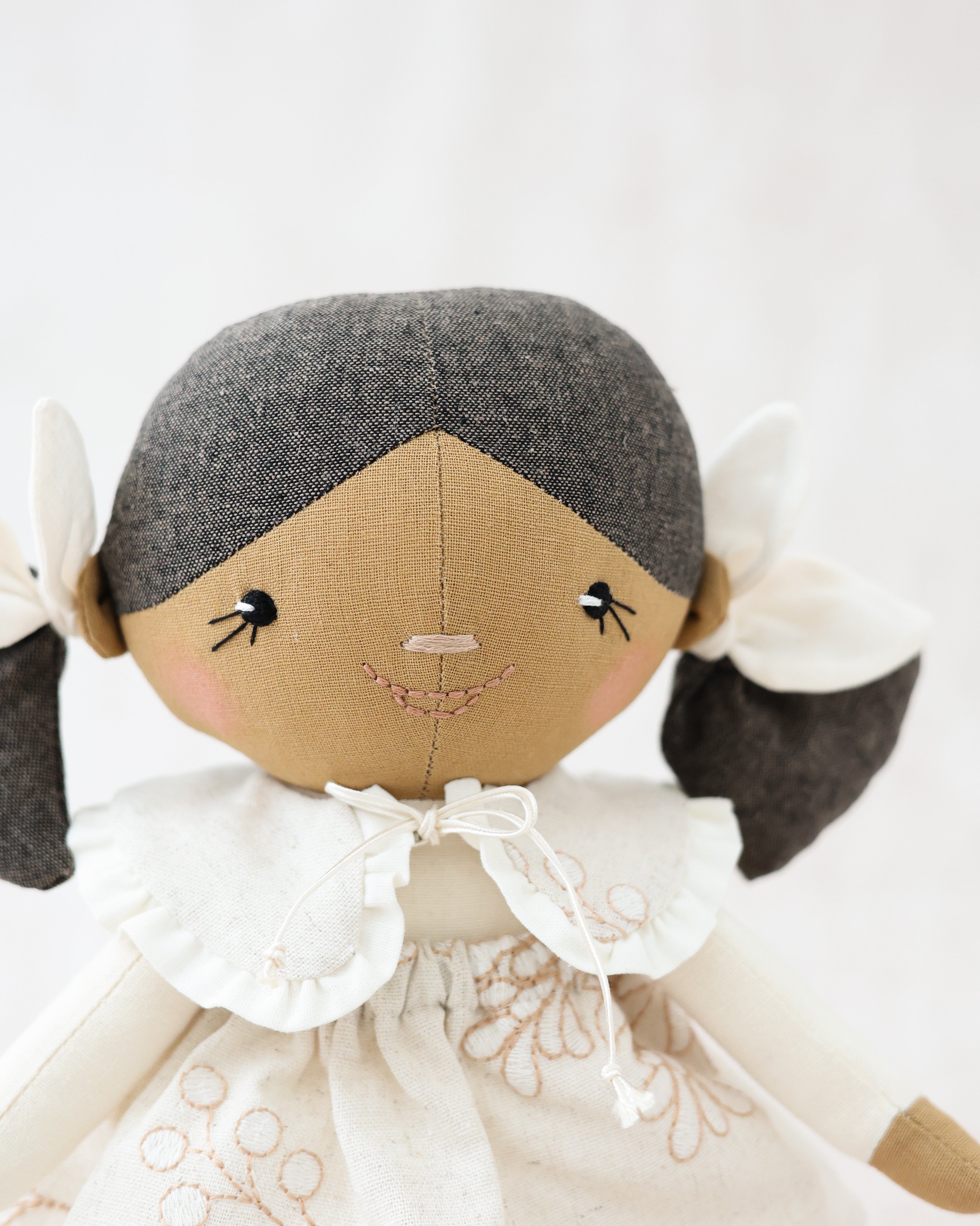 Classic Doll Brown Pigtails and Detachable Collar