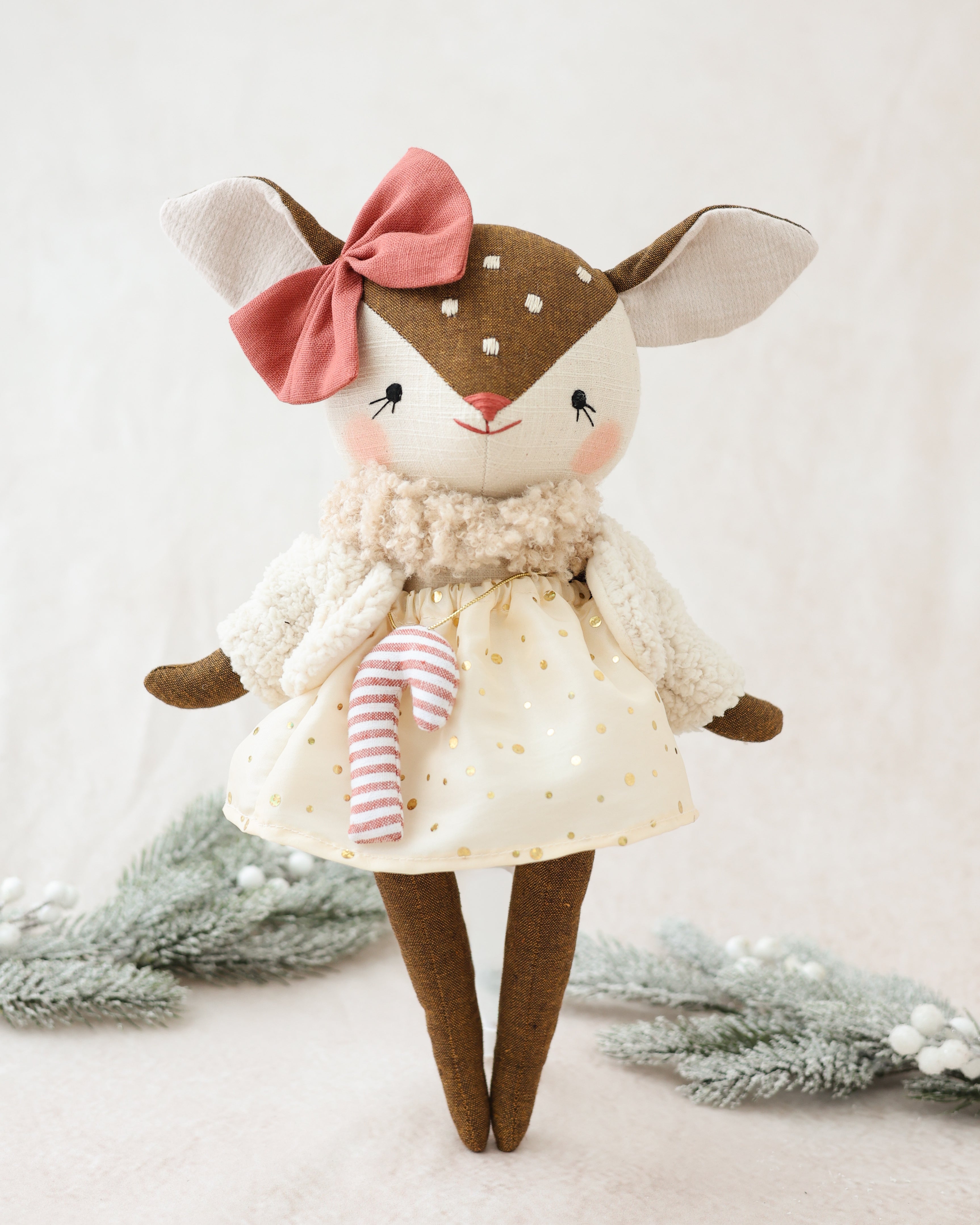 Fawn Doll Glitter Skirt and Candy Cane Ornement