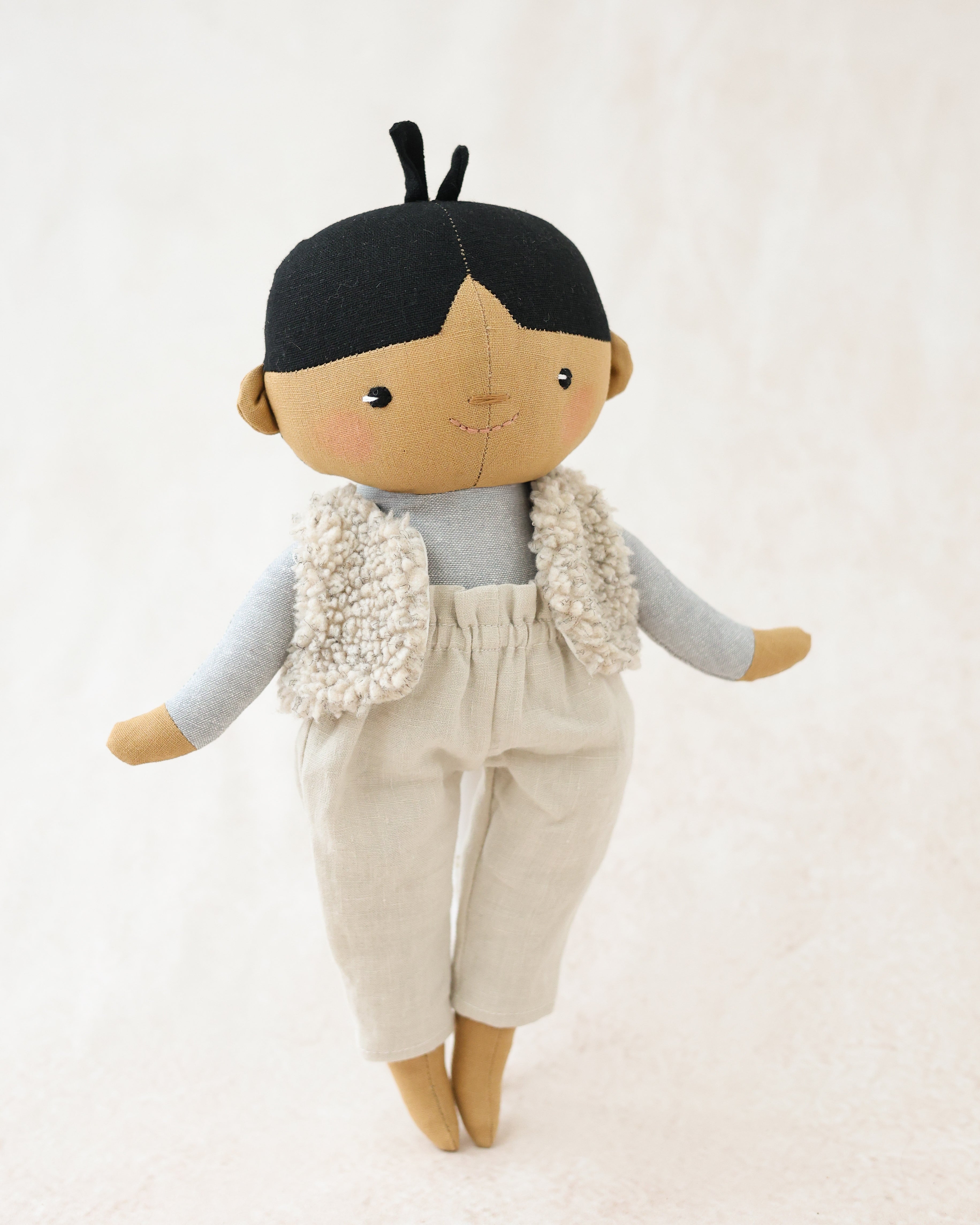 Classic Doll Braid Chinese Boy with Beige Outfit