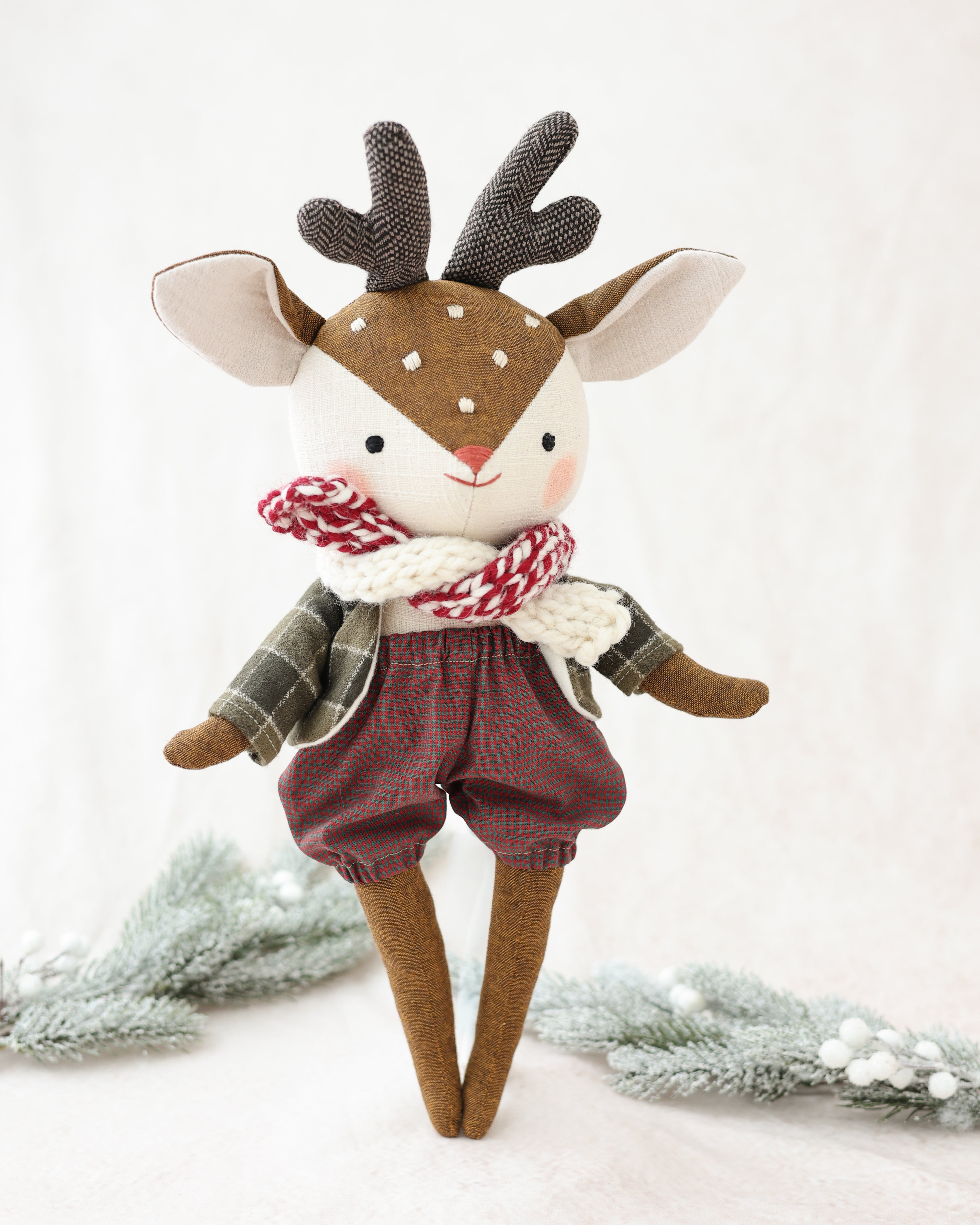 Reindeer Doll Green Jacket and Scarf