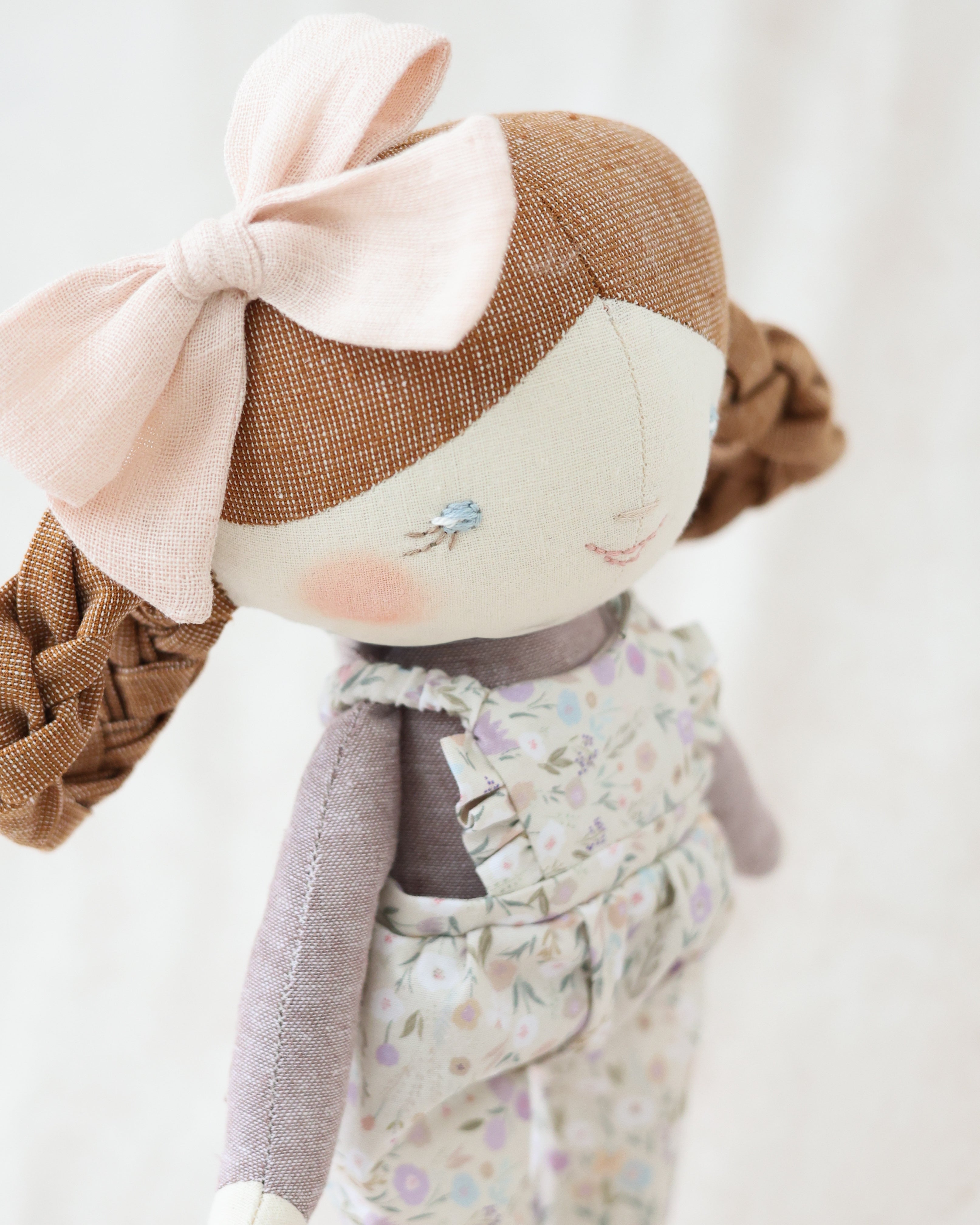 Classic Doll Red Hair and Floral Purple Overalls