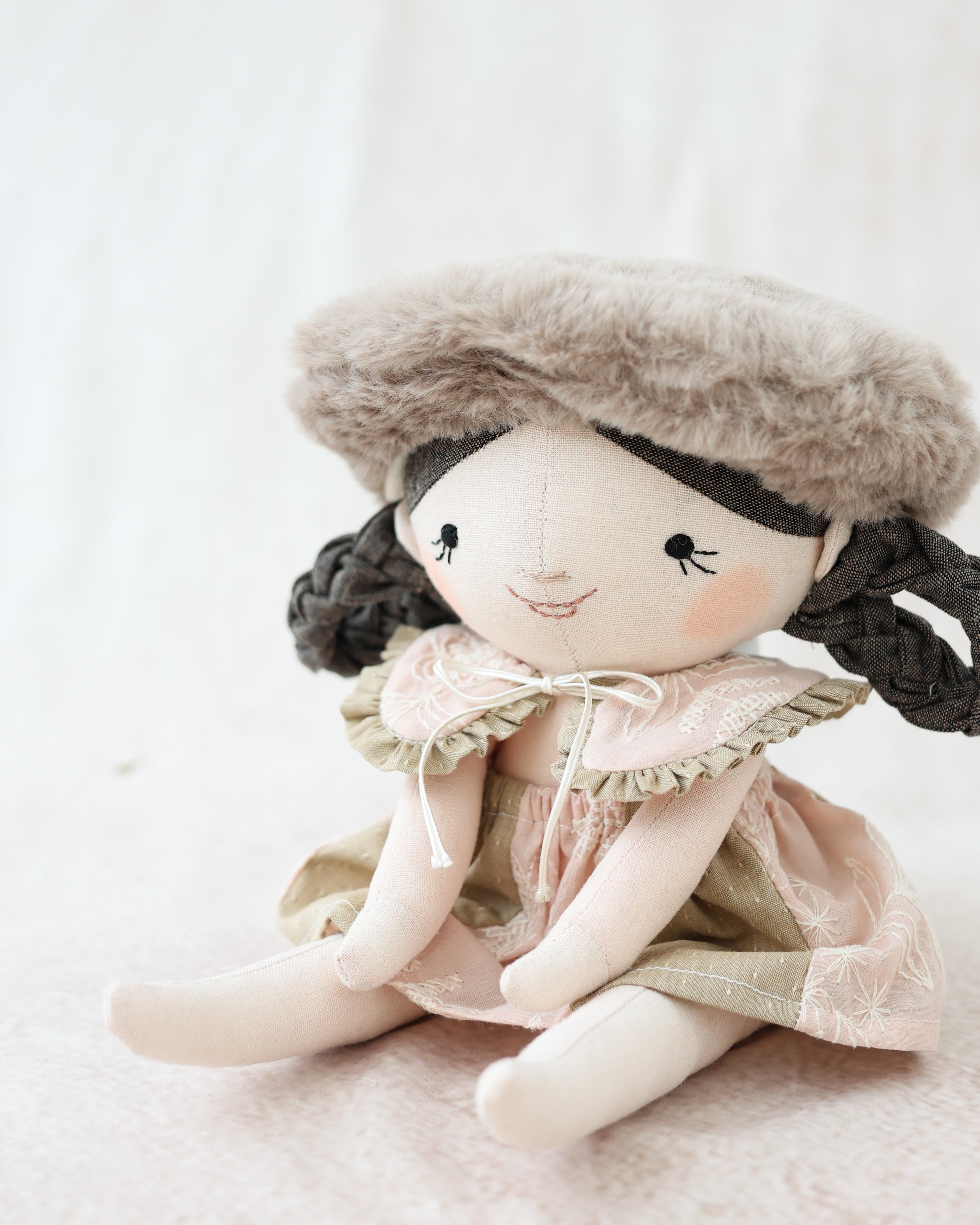 Classic Doll in Block Skirt with Fur Beret