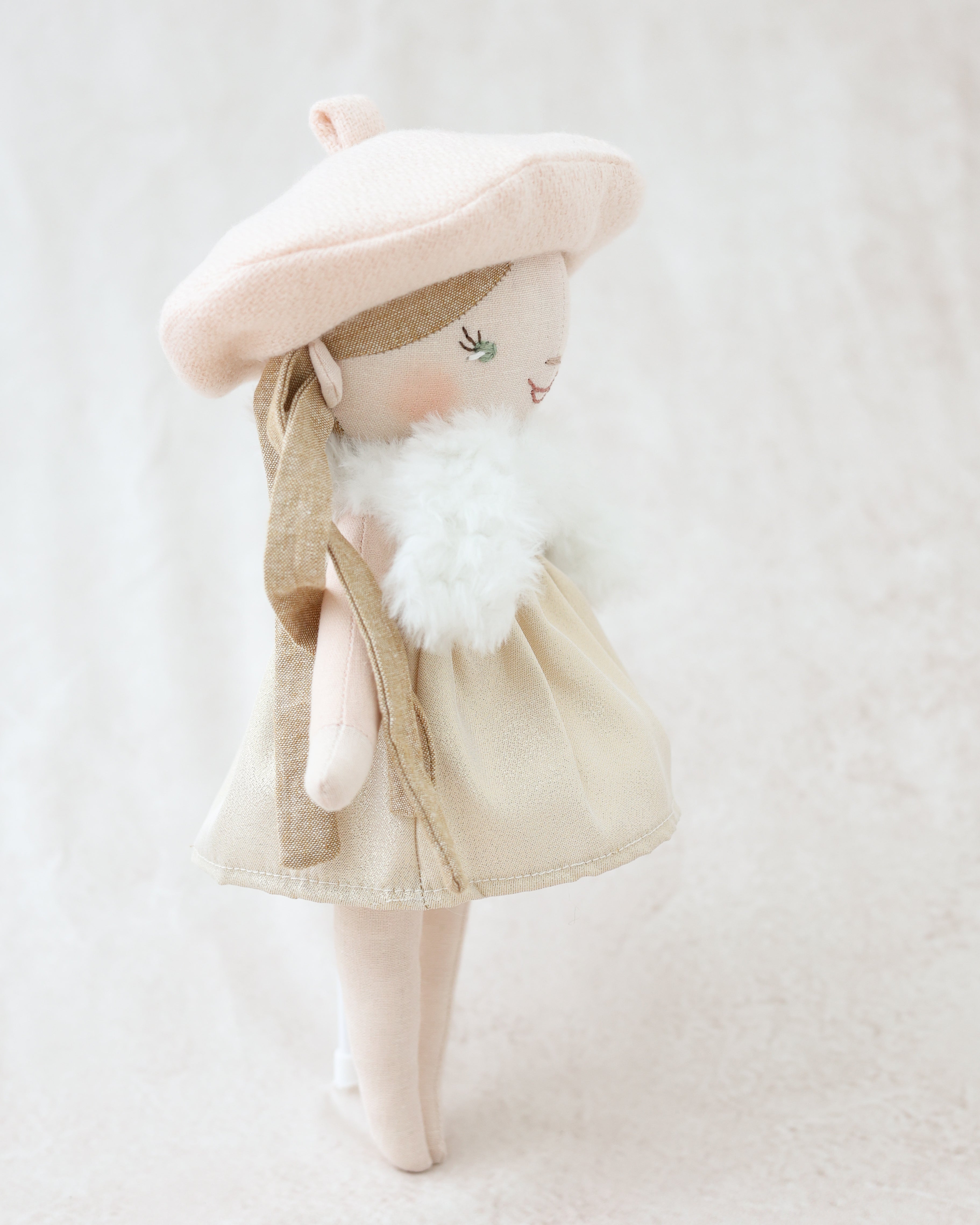 Classic Doll in Shiny Skirt with Pink Beret