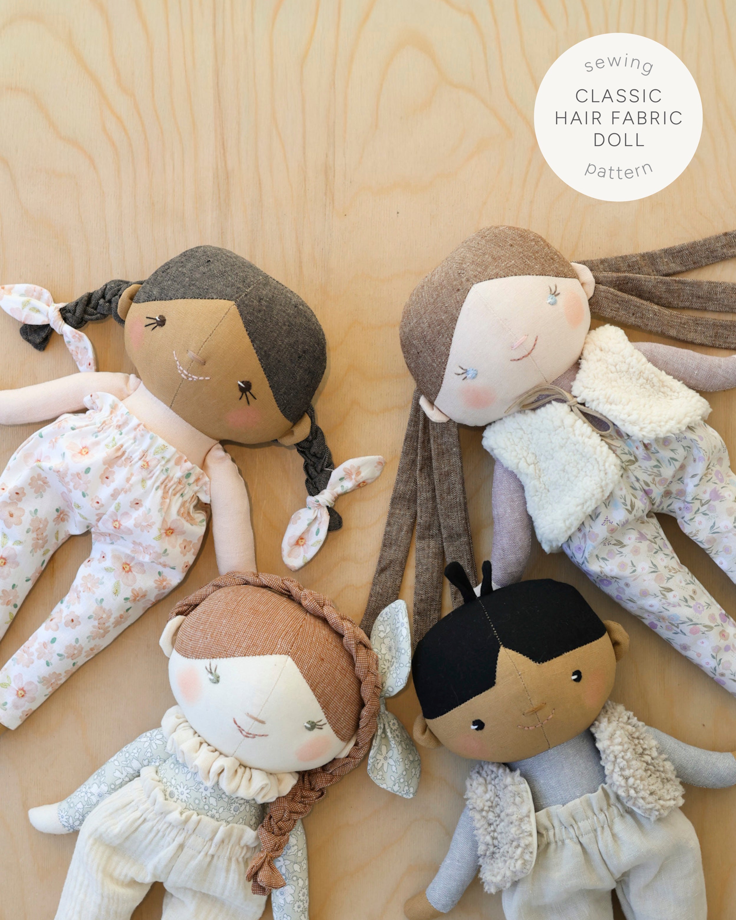 Classic doll with Fabric Hair Sewing Pattern