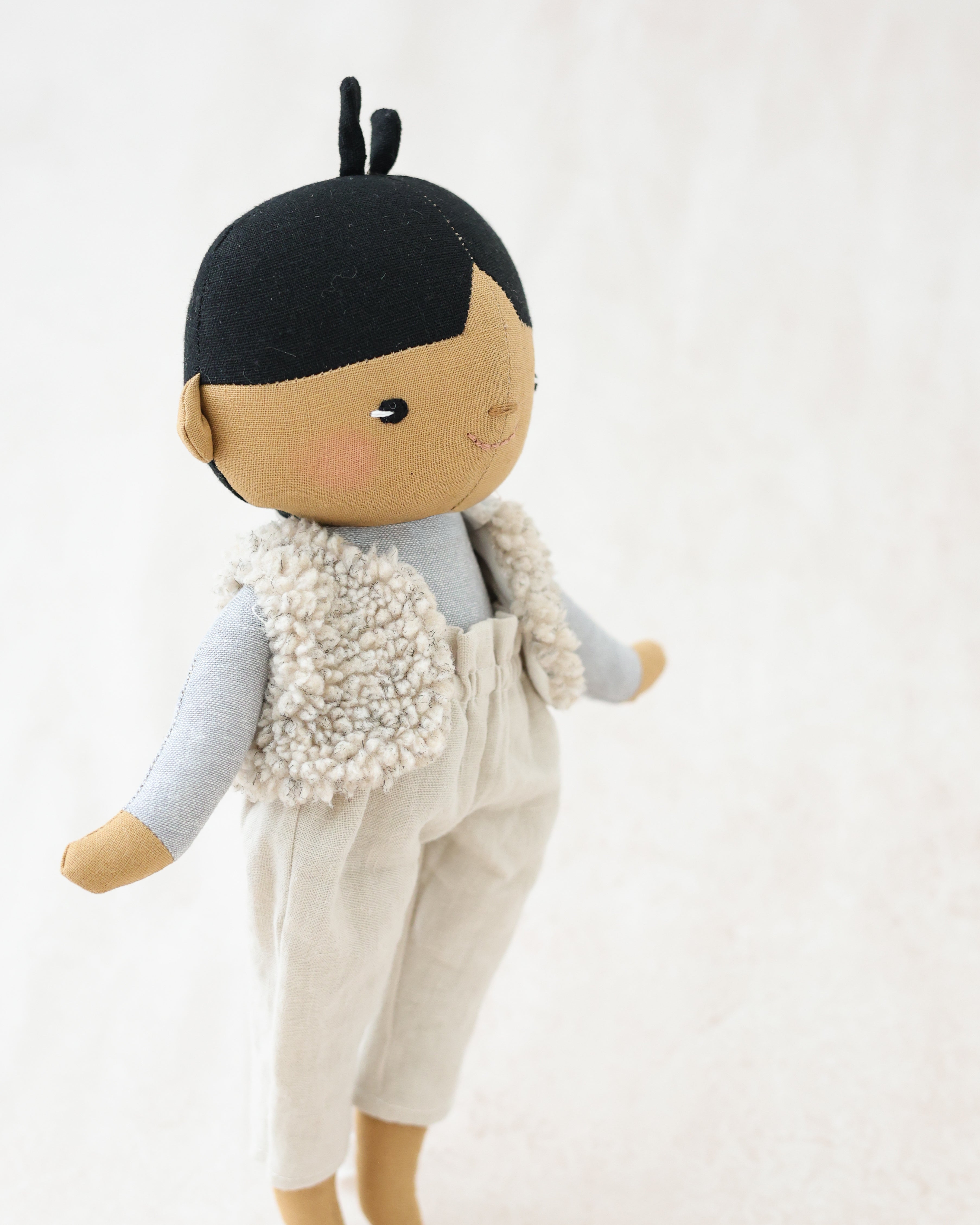 Classic Doll Braid Chinese Boy with Beige Outfit