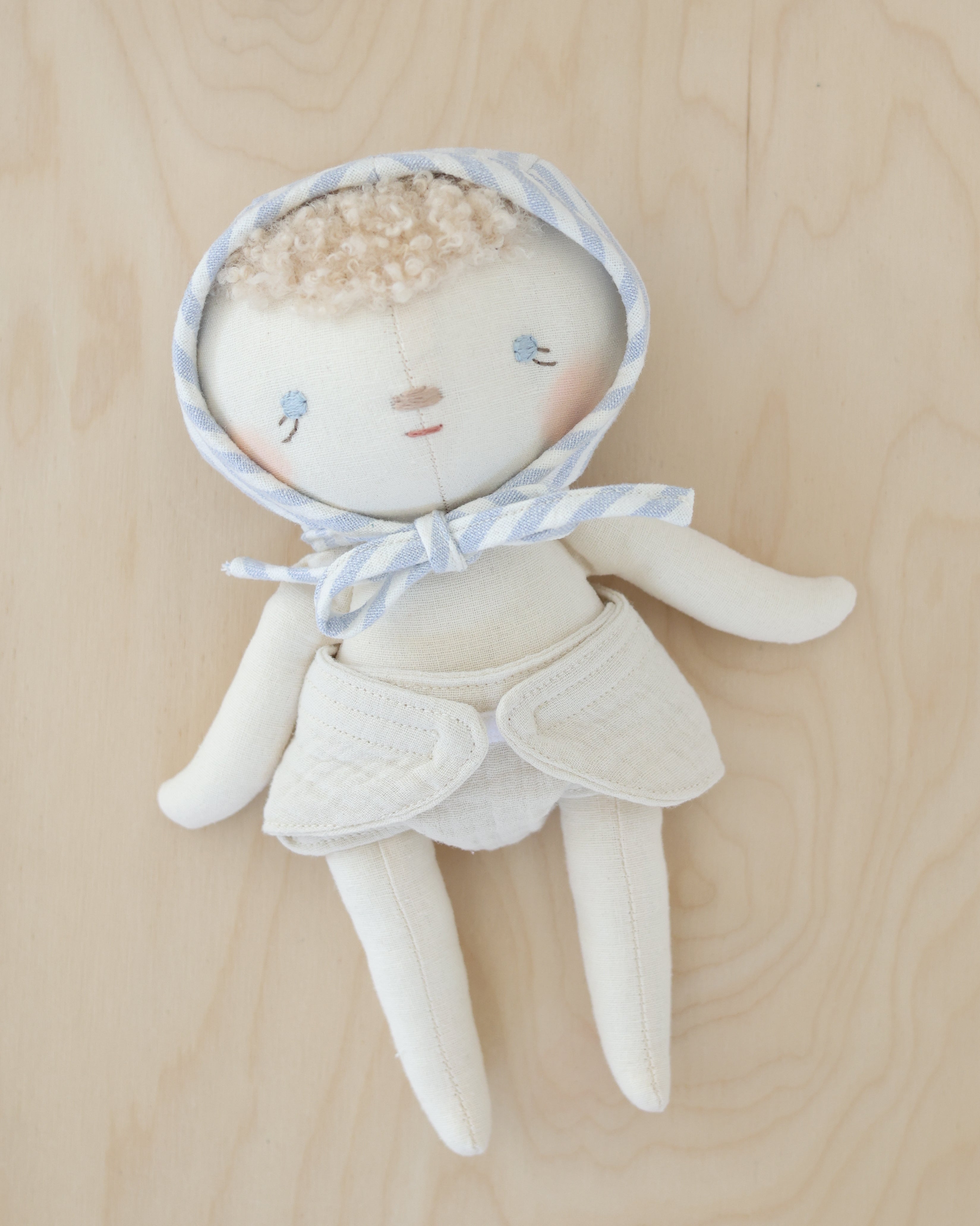 Baby Doll · Striped Bonnet & Diaper