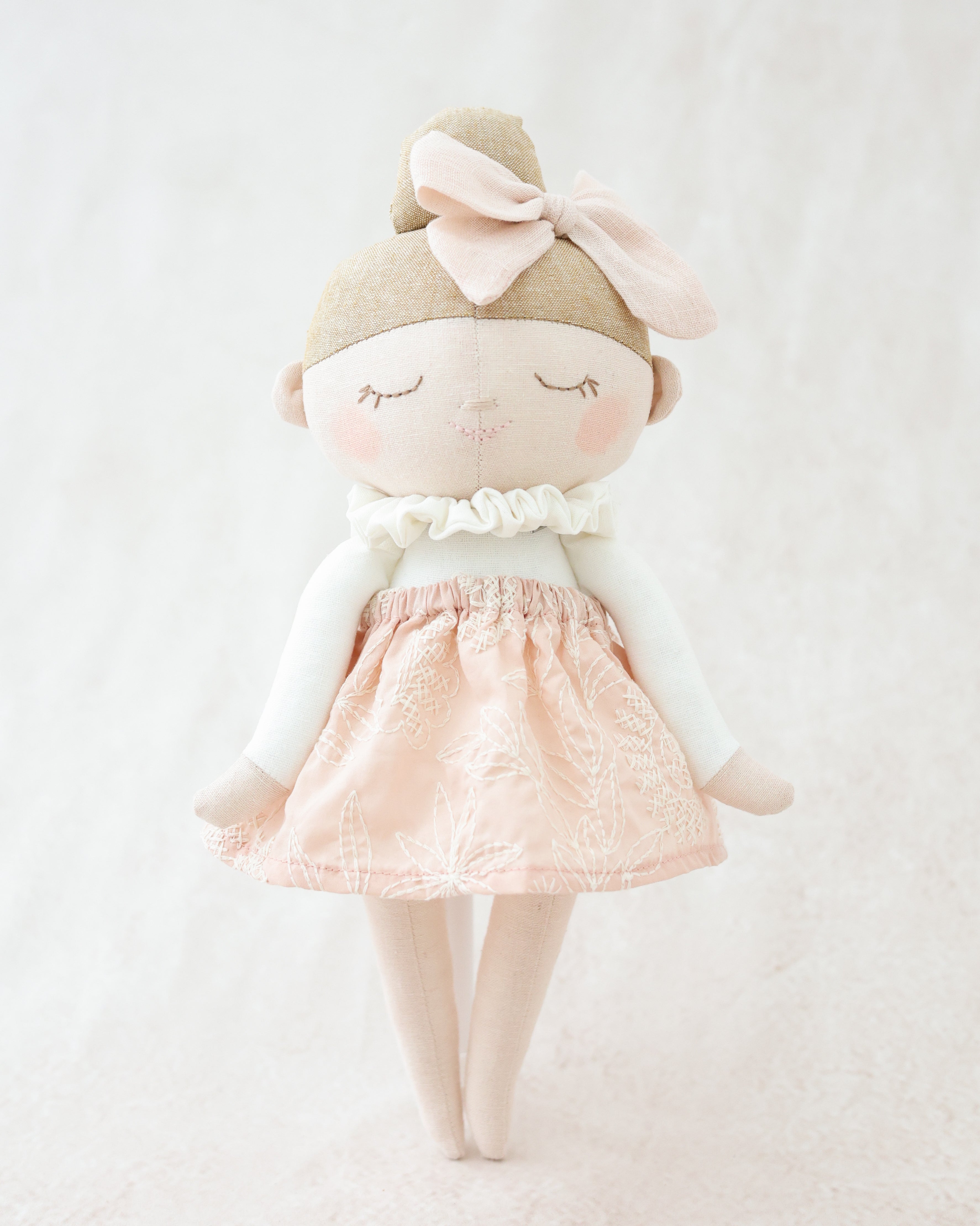 Classic Doll Blond Bun and Pink Skirt