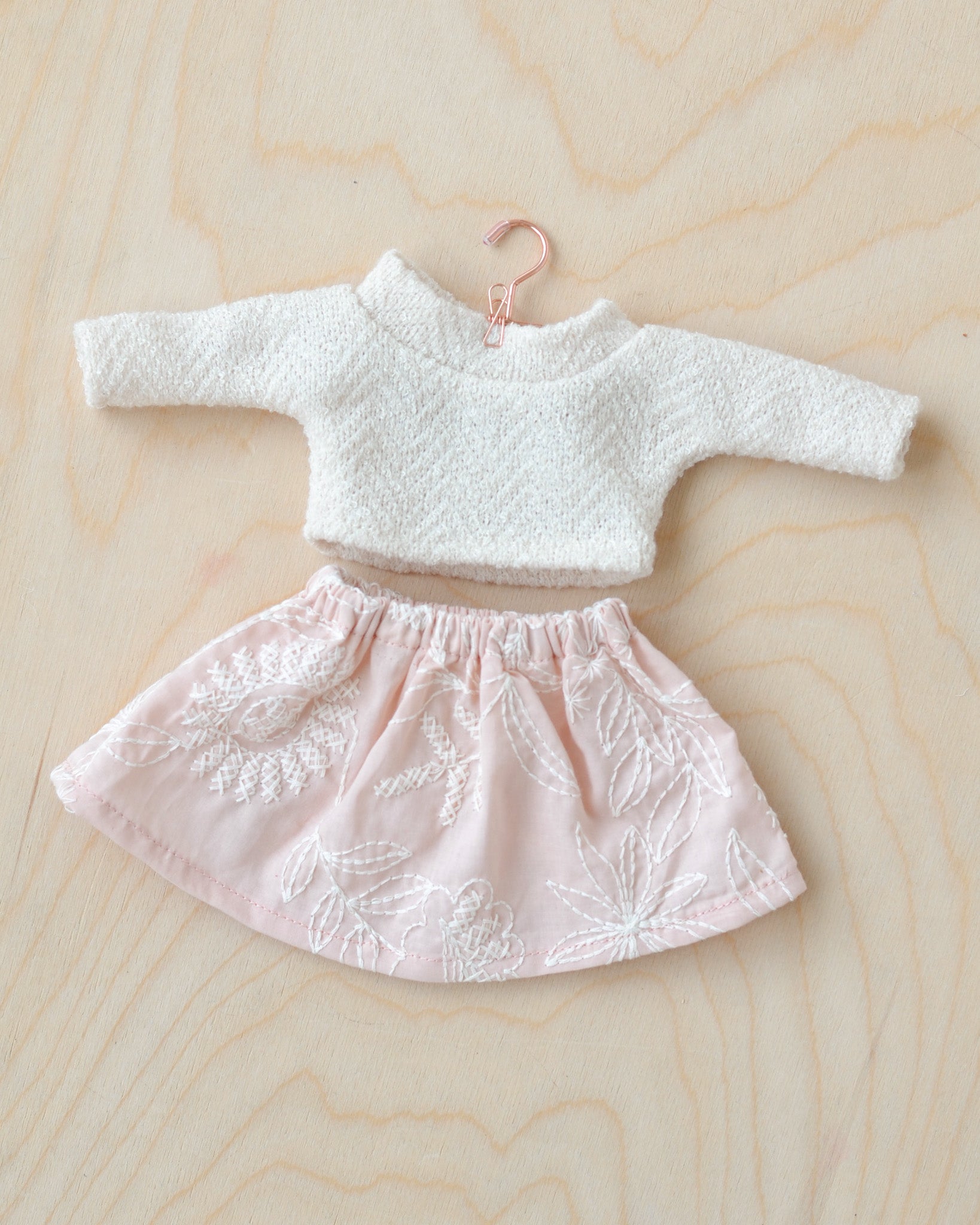 Pink Embroidery Skirt Set