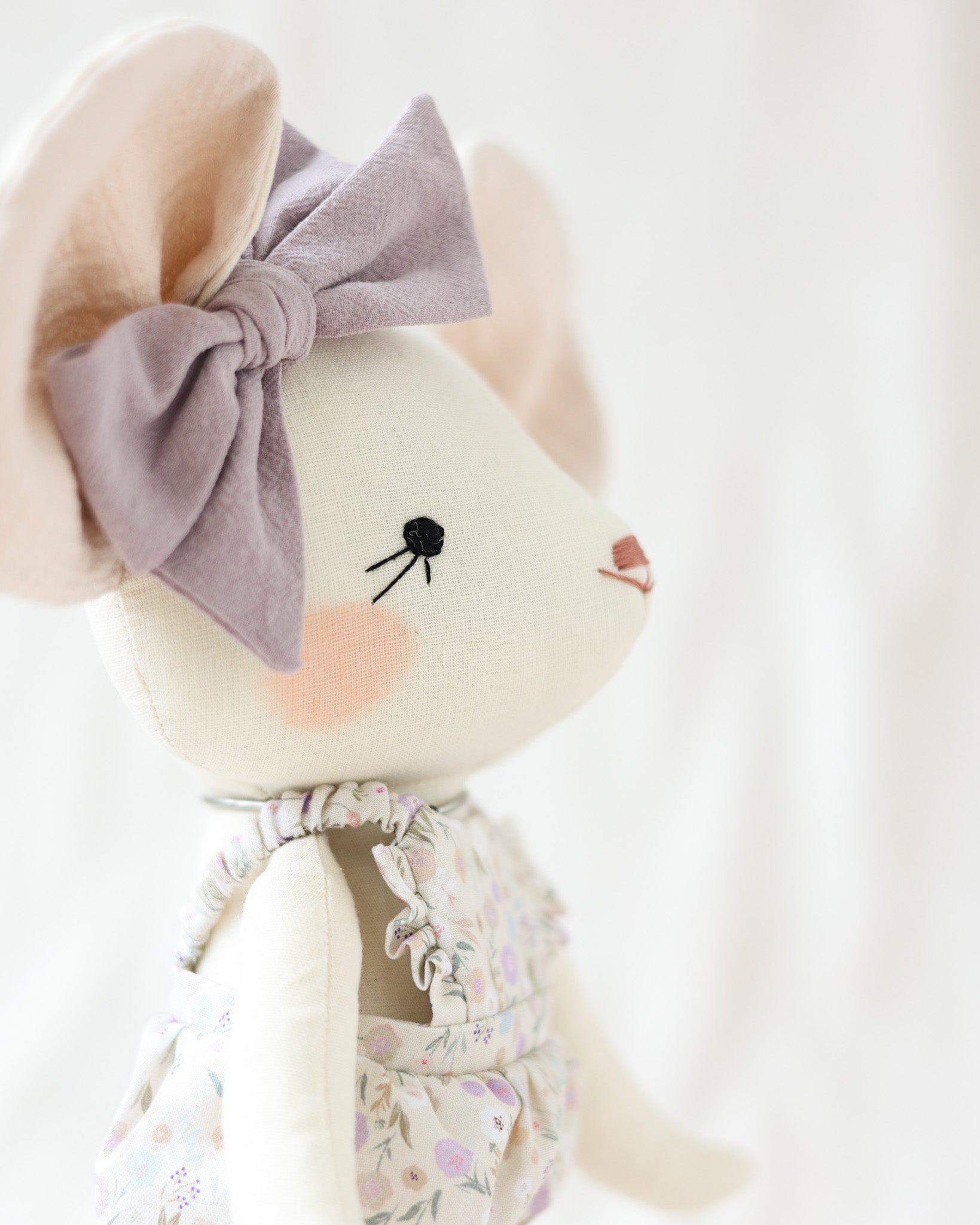 Mouse Soft Toy Laure in floral jumpsuit