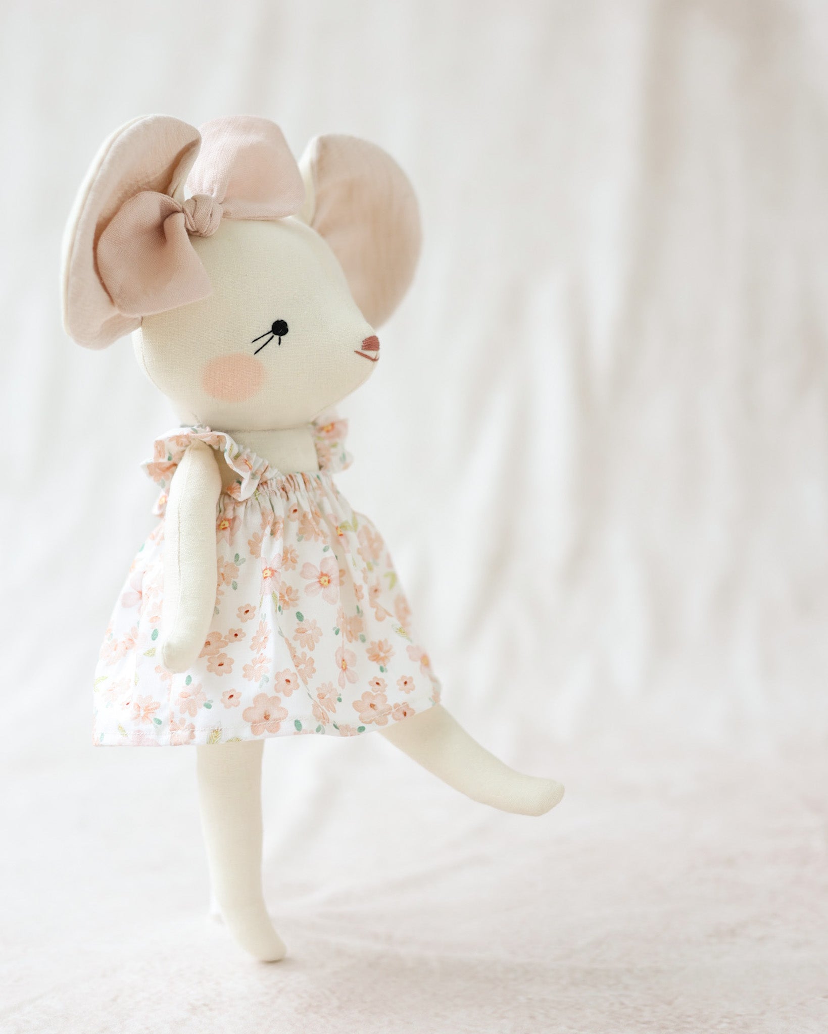 Mouse Soft Toy Laure in a floral dress