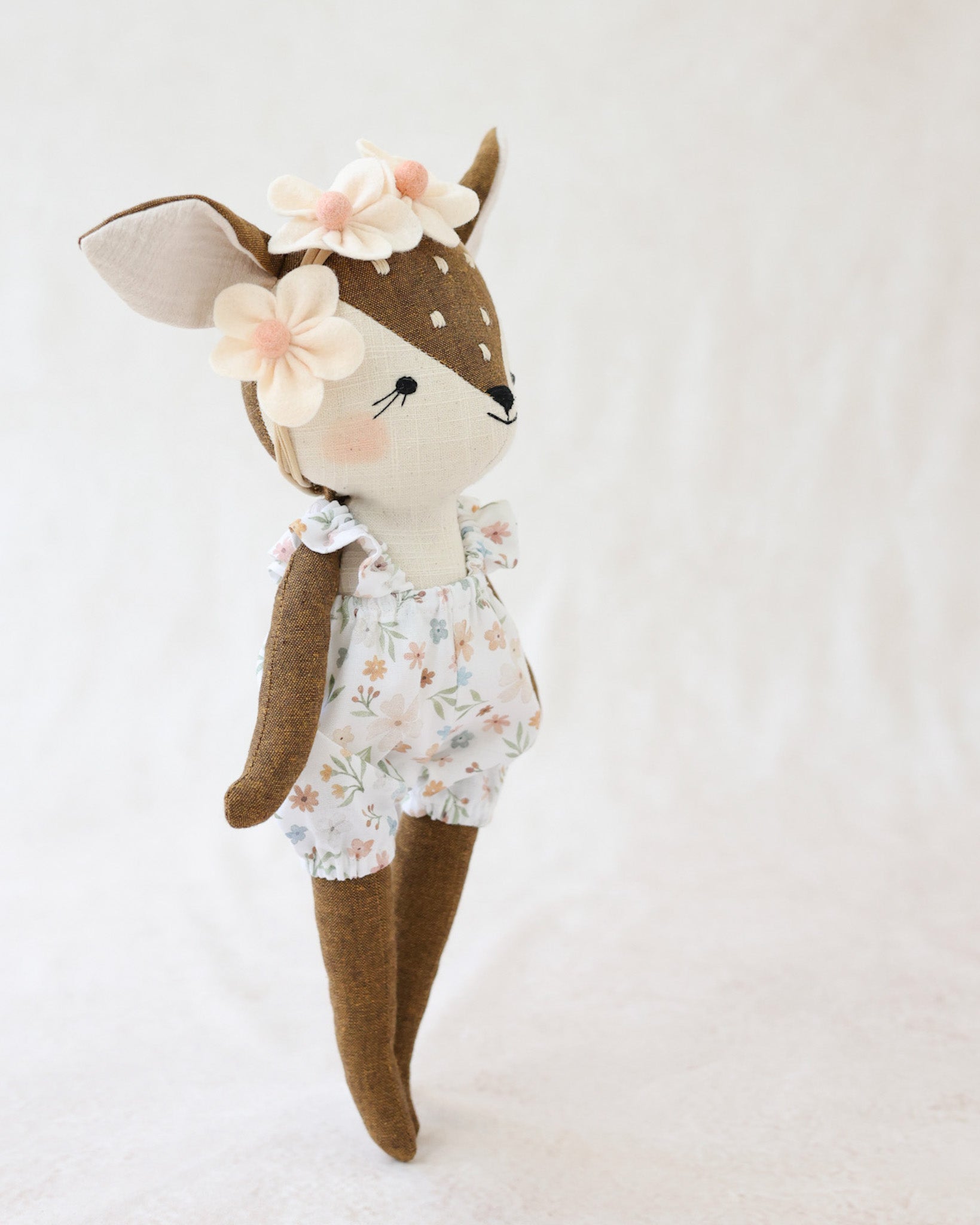 Fawn Soft Toy Louise in floral bloomers and flower crown
