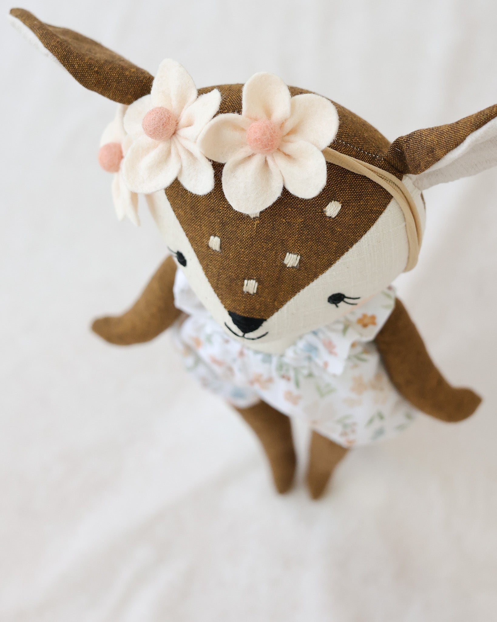 Fawn Soft Toy Louise in floral bloomers and flower crown