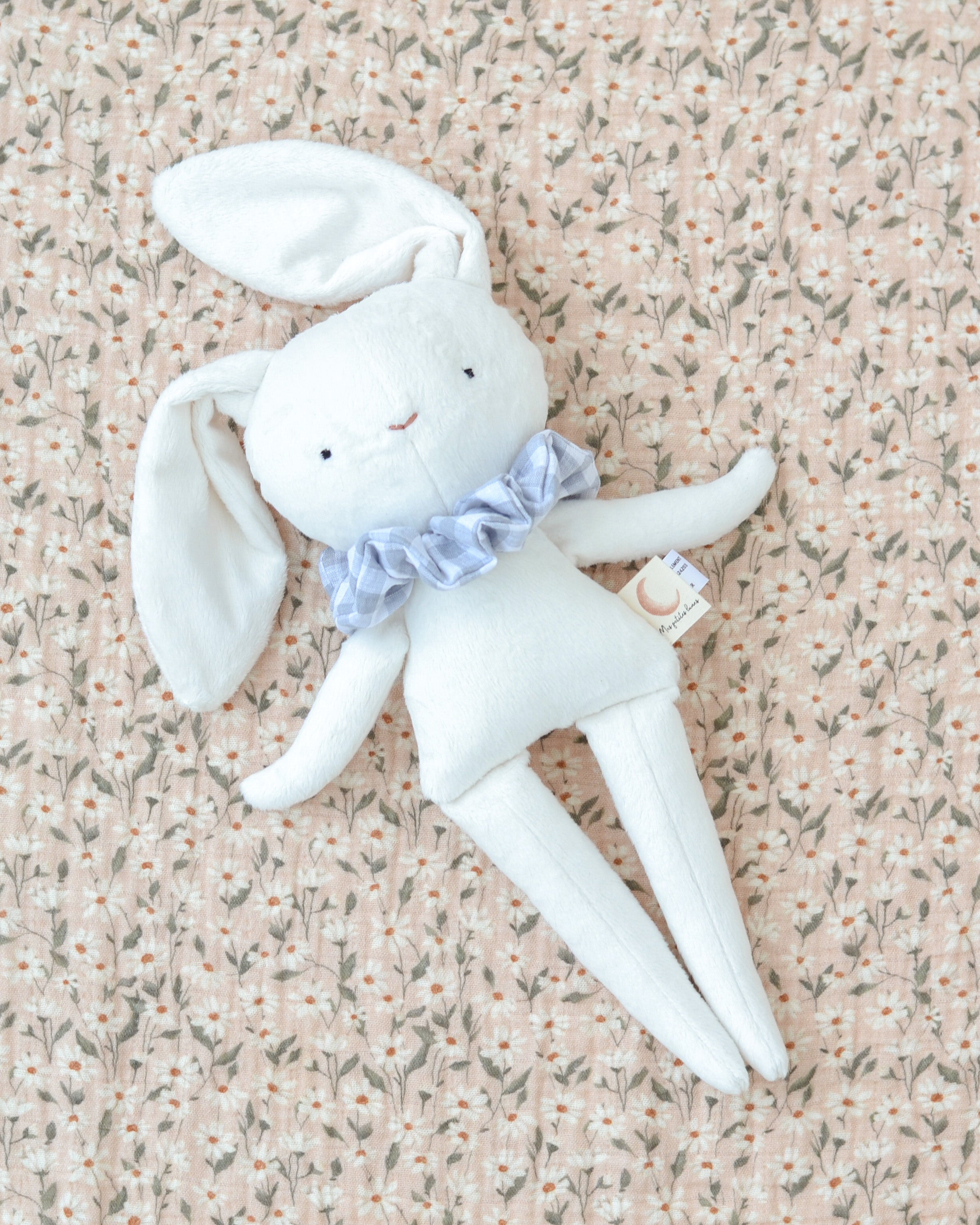 Plush Soft Bunny Blue checkered collar