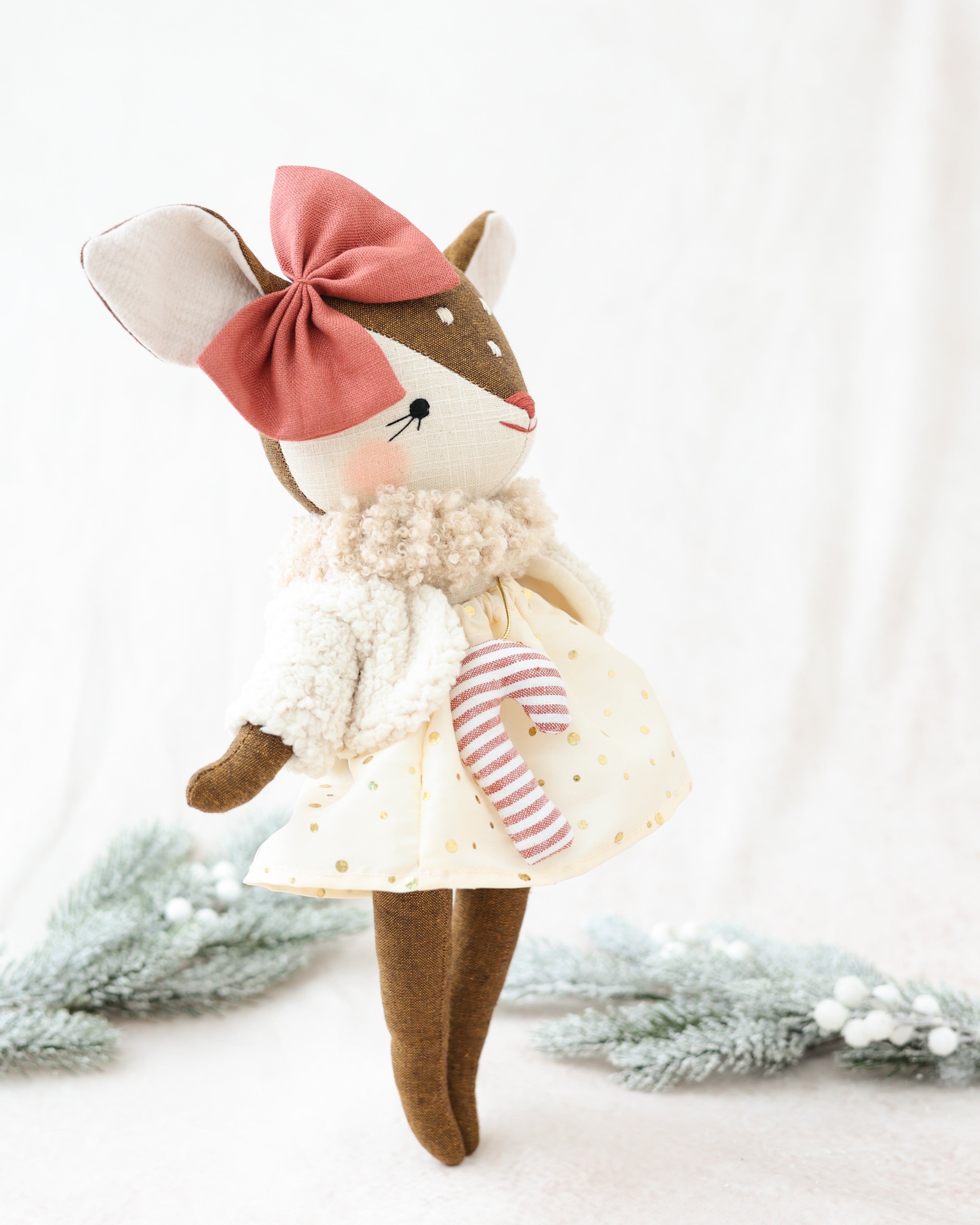 Fawn Doll Glitter Skirt and Candy Cane Ornement