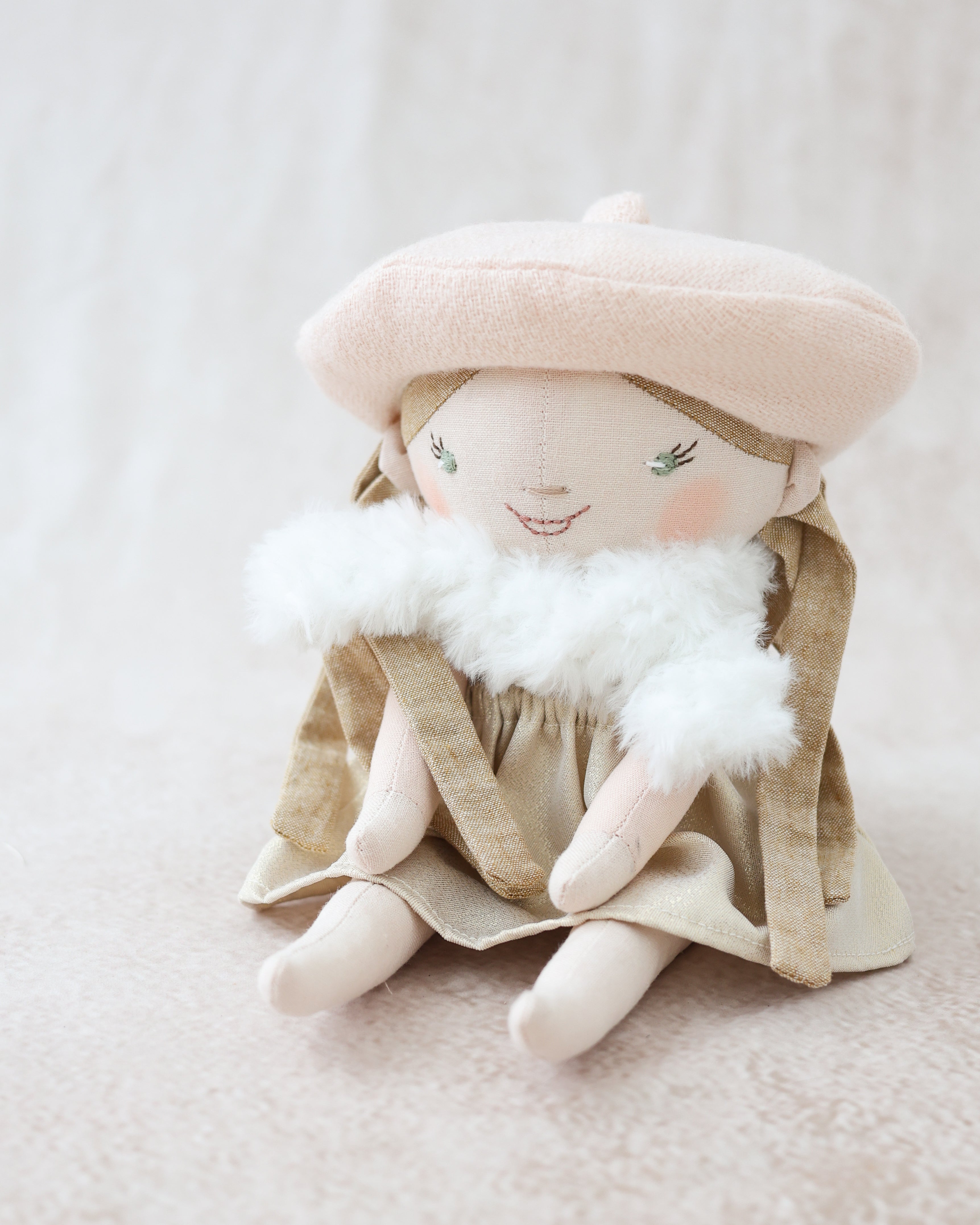 Classic Doll in Shiny Skirt with Pink Beret