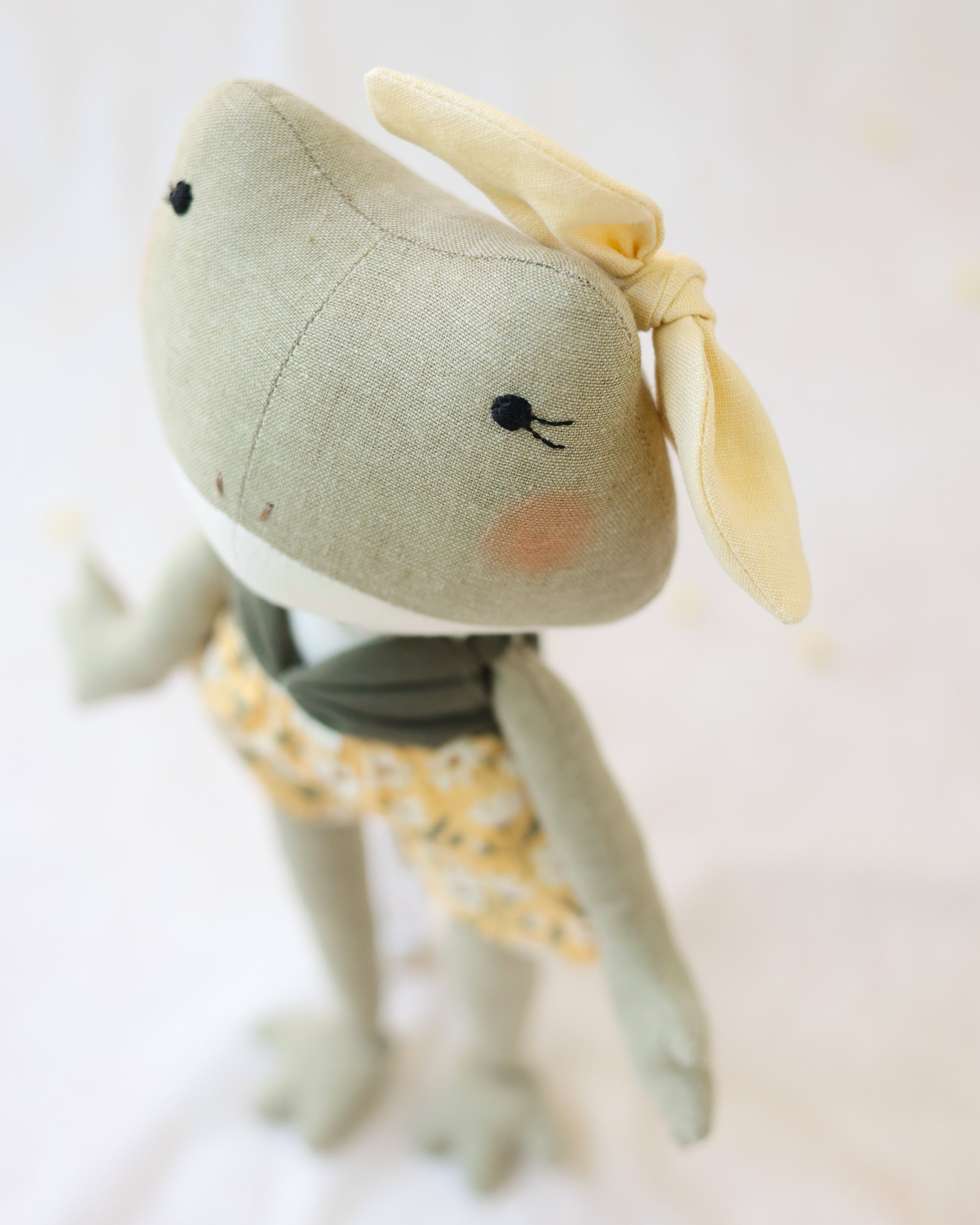 Frog Soft Toy with Floral yellow Shorts