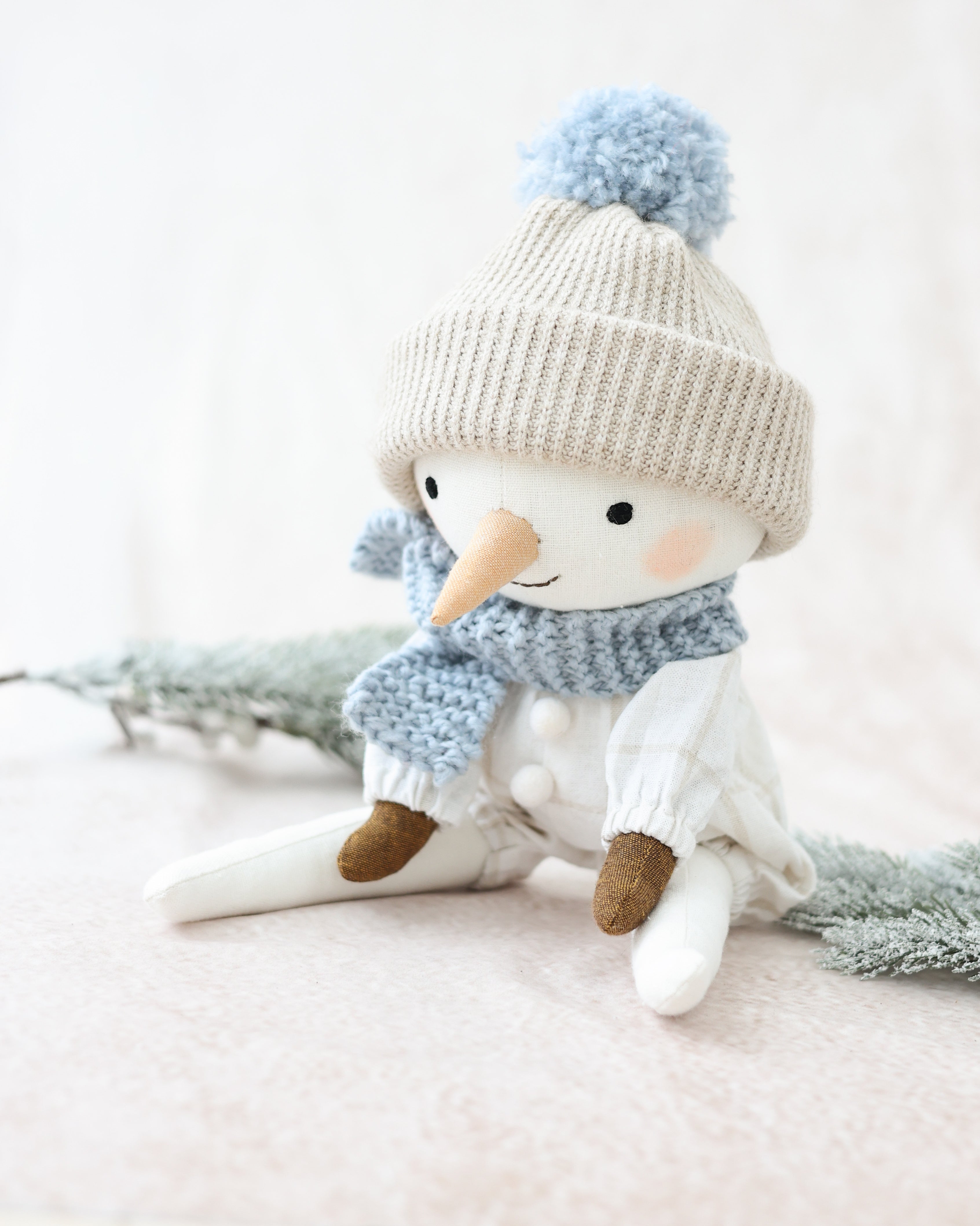 Snowman Plush White Jumpsuit and Blue Scarf