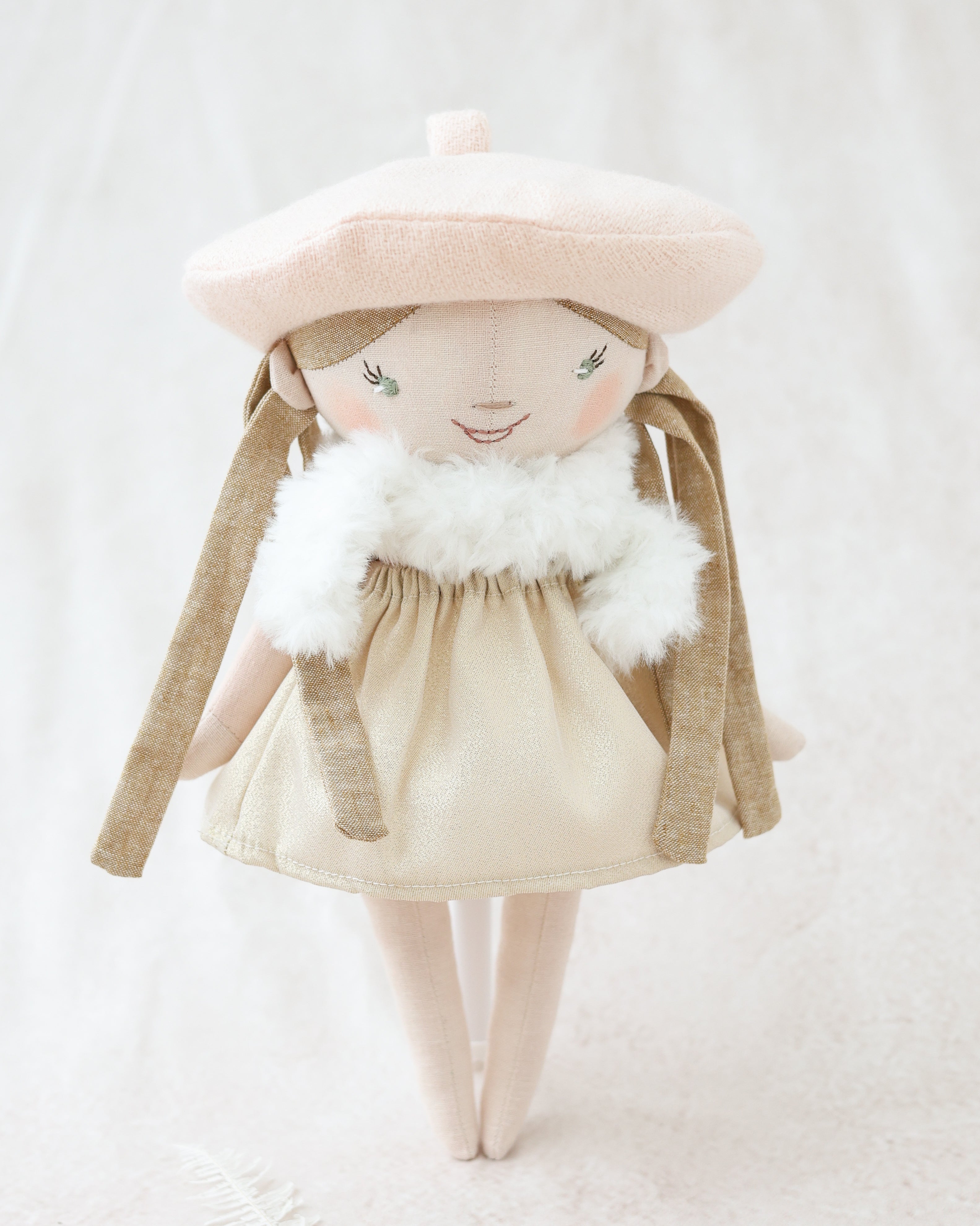 Classic Doll in Shiny Skirt with Pink Beret