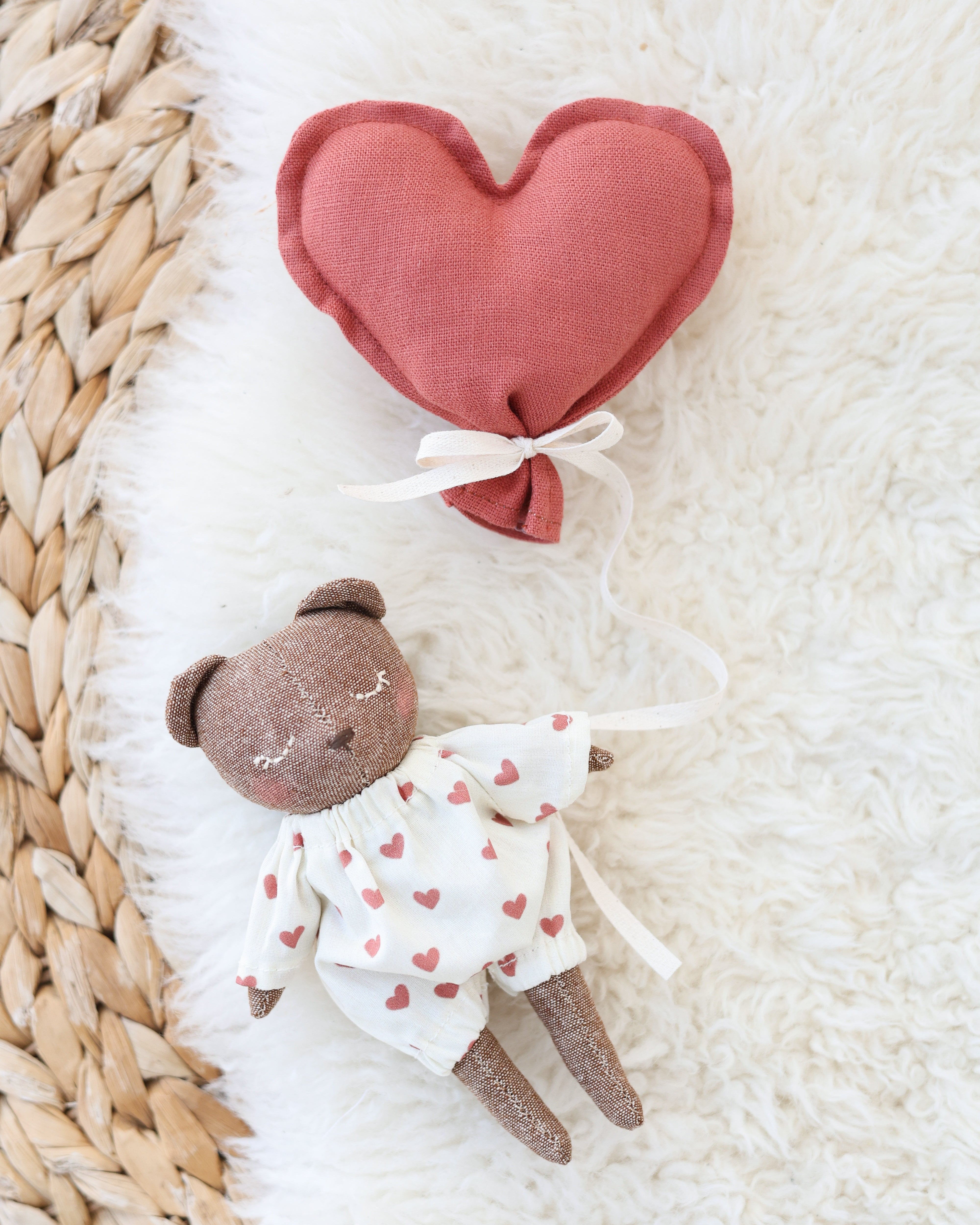Mini Teddy Bear + Heart Balloon