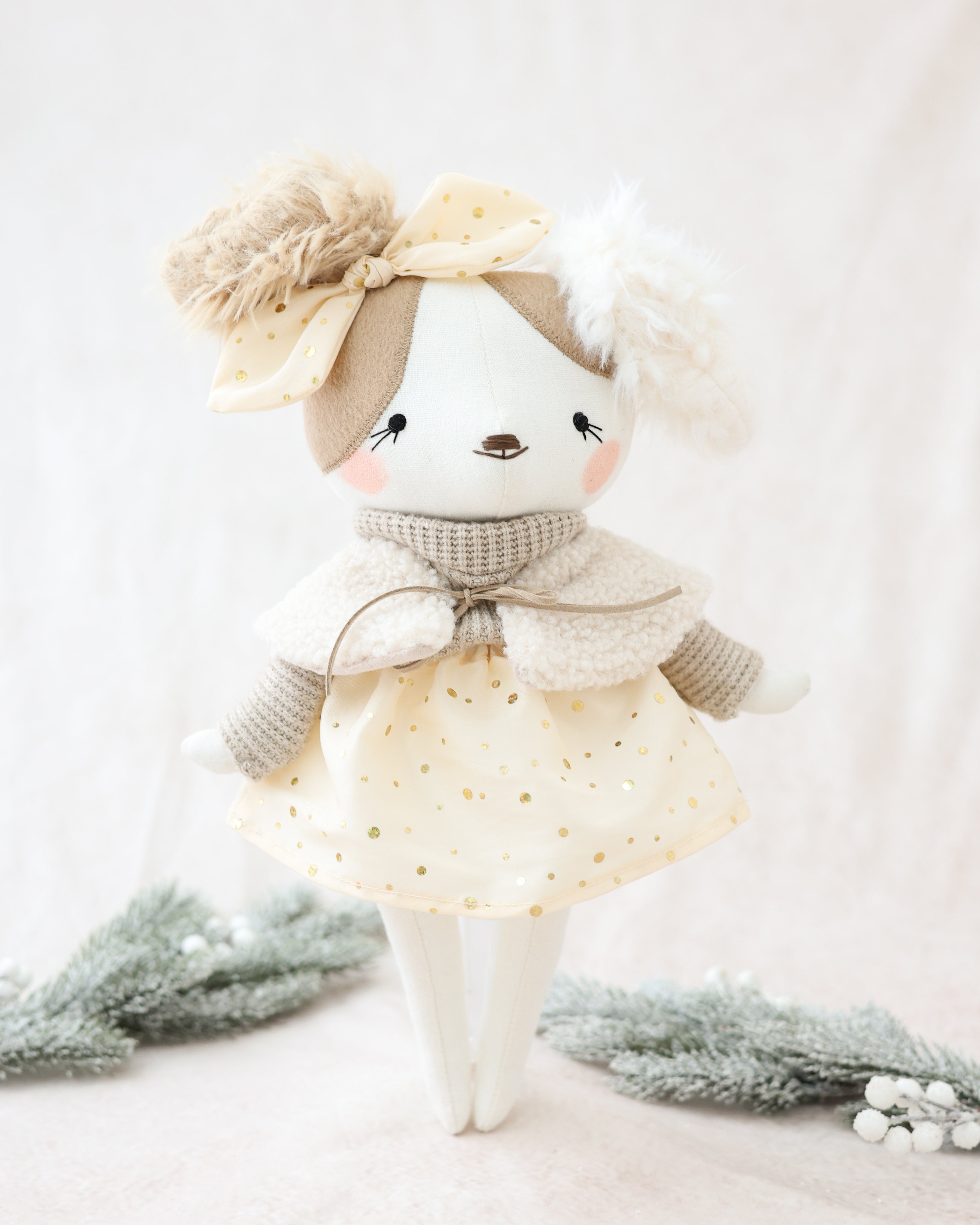 Dog Doll Glitter Skirt and Knot Bow