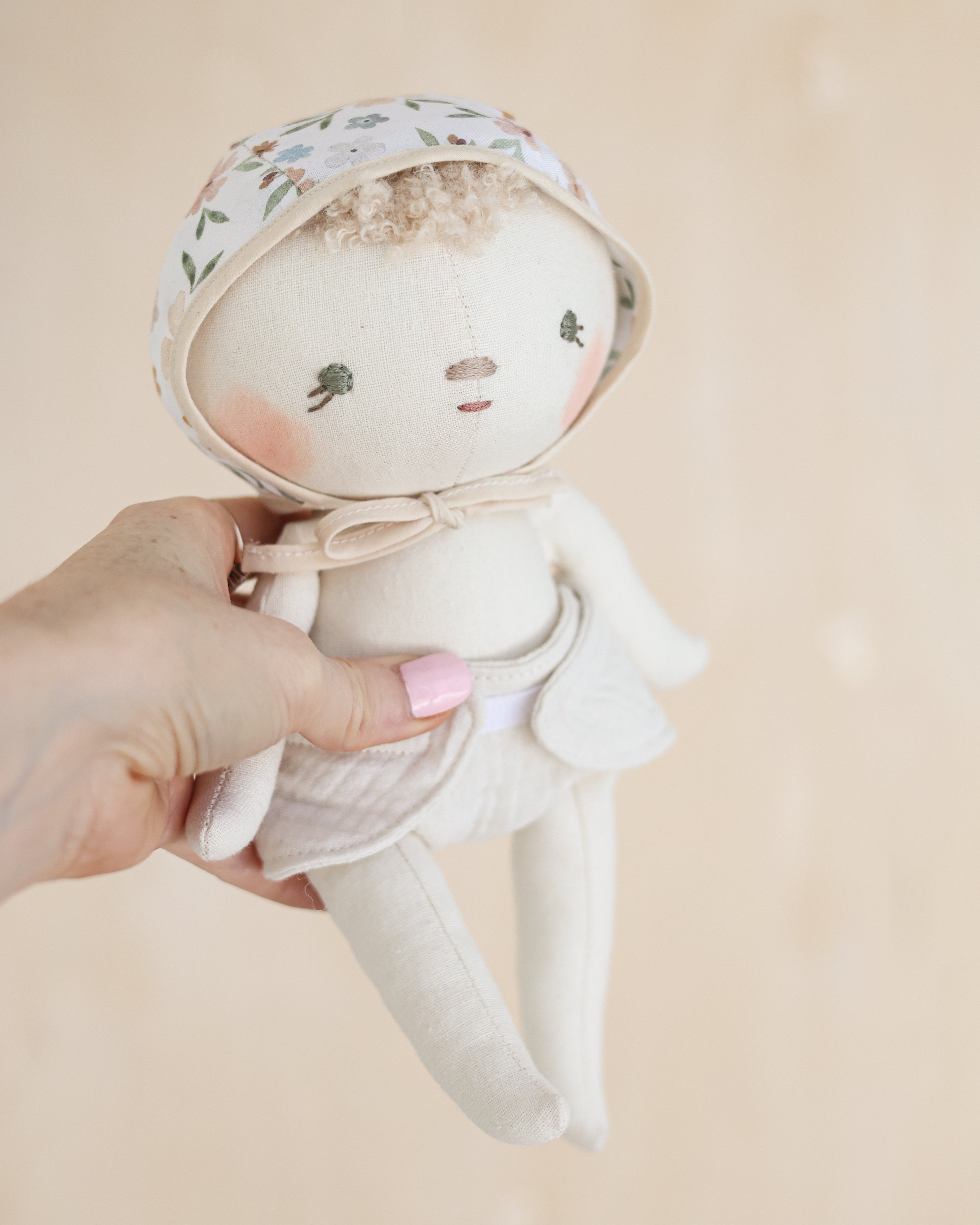 Baby Doll · Floral Bonnet & Diaper