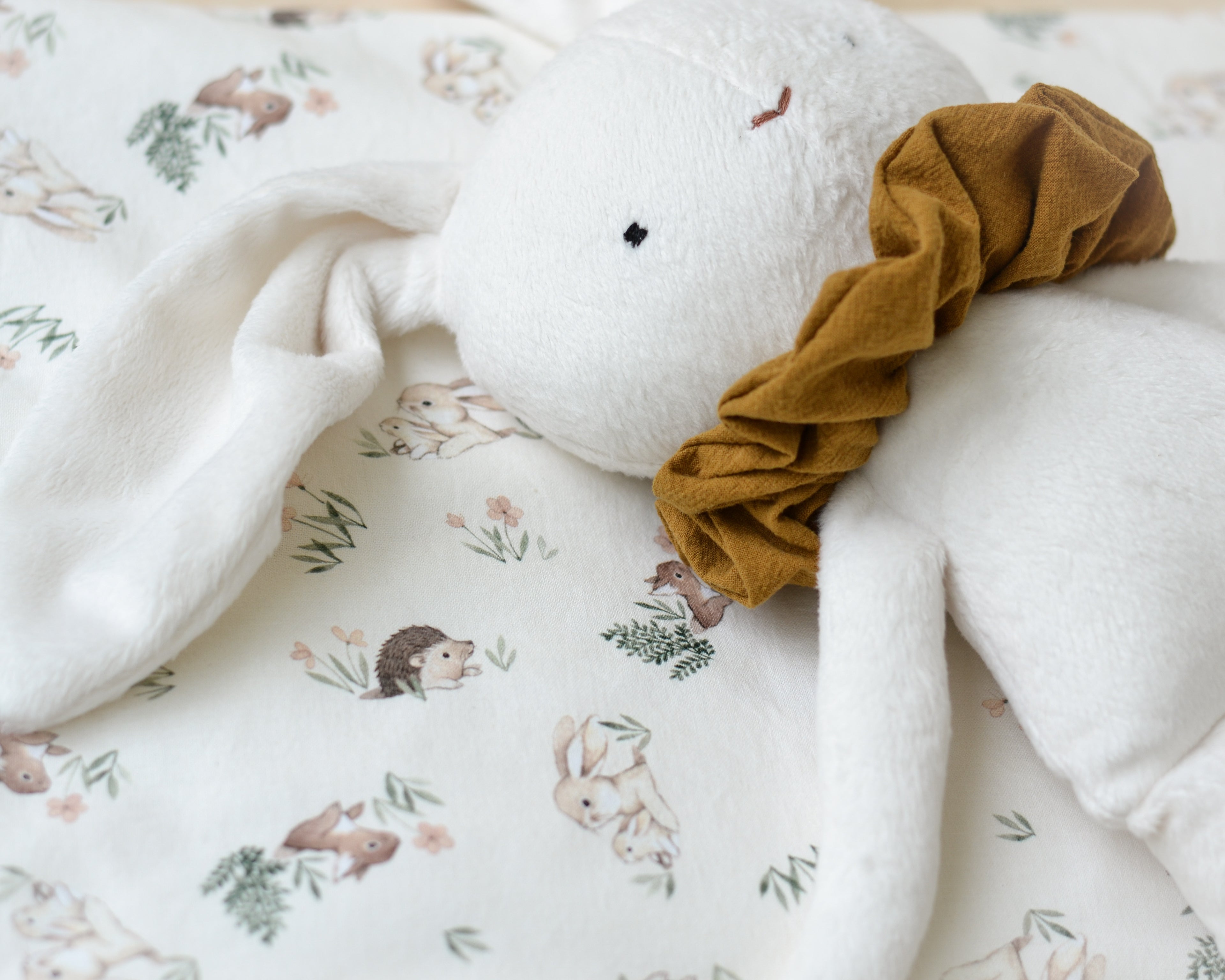 Bunny Plush and Blanket set White Forest