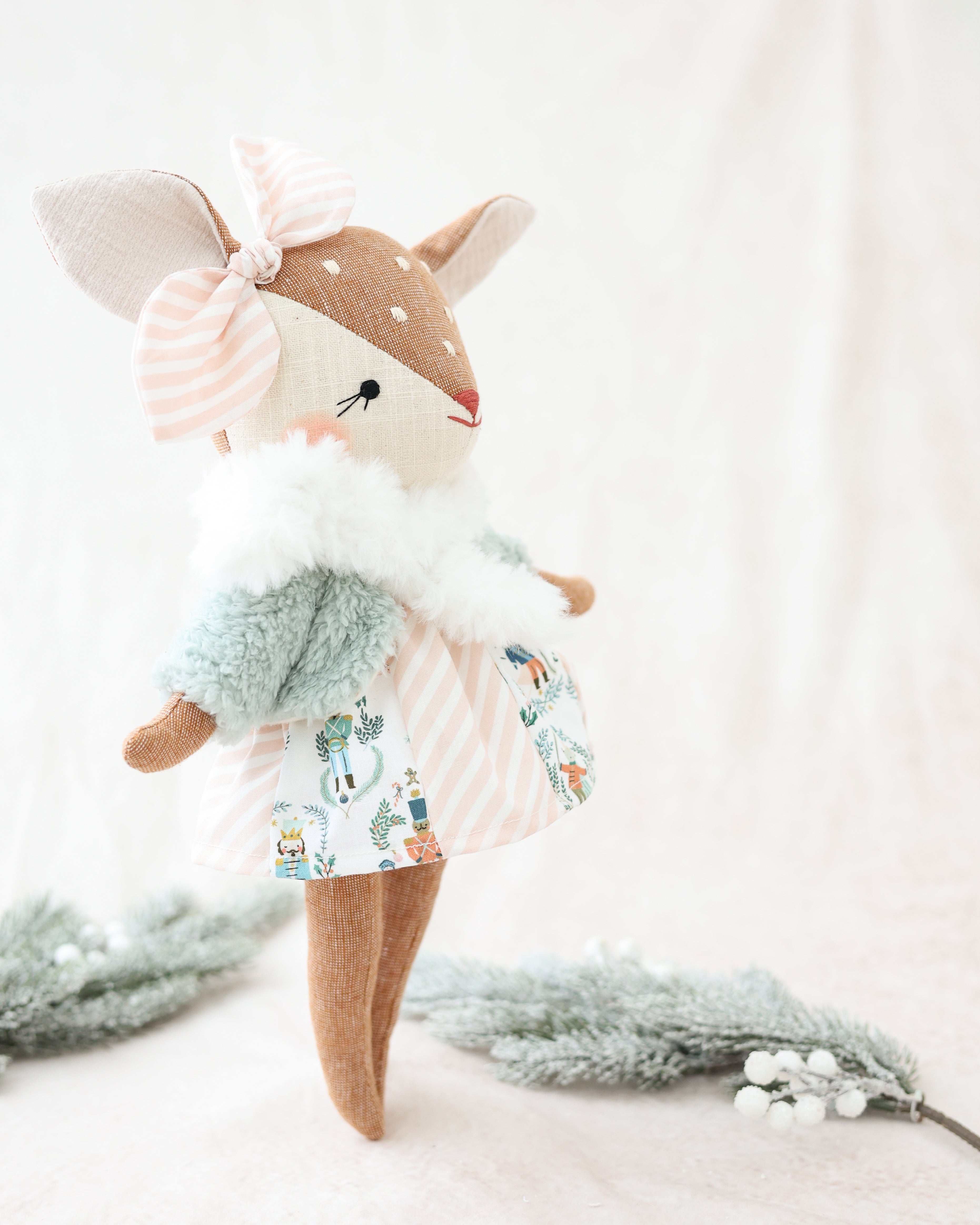 Fawn Doll Block Skirt and Blue Sherpa Jacket