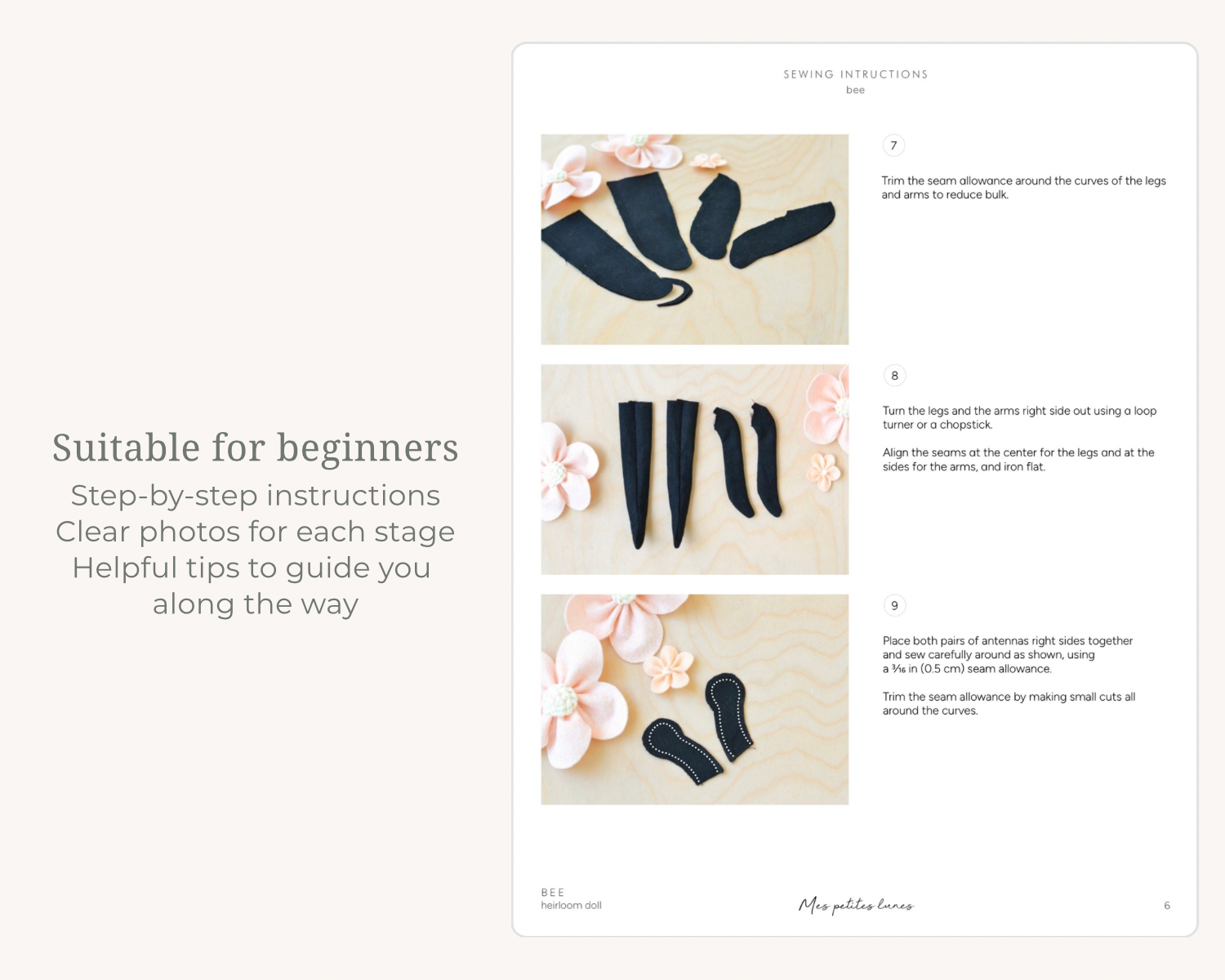 Bee Soft Toy Sewing Pattern – PDF Digital Download