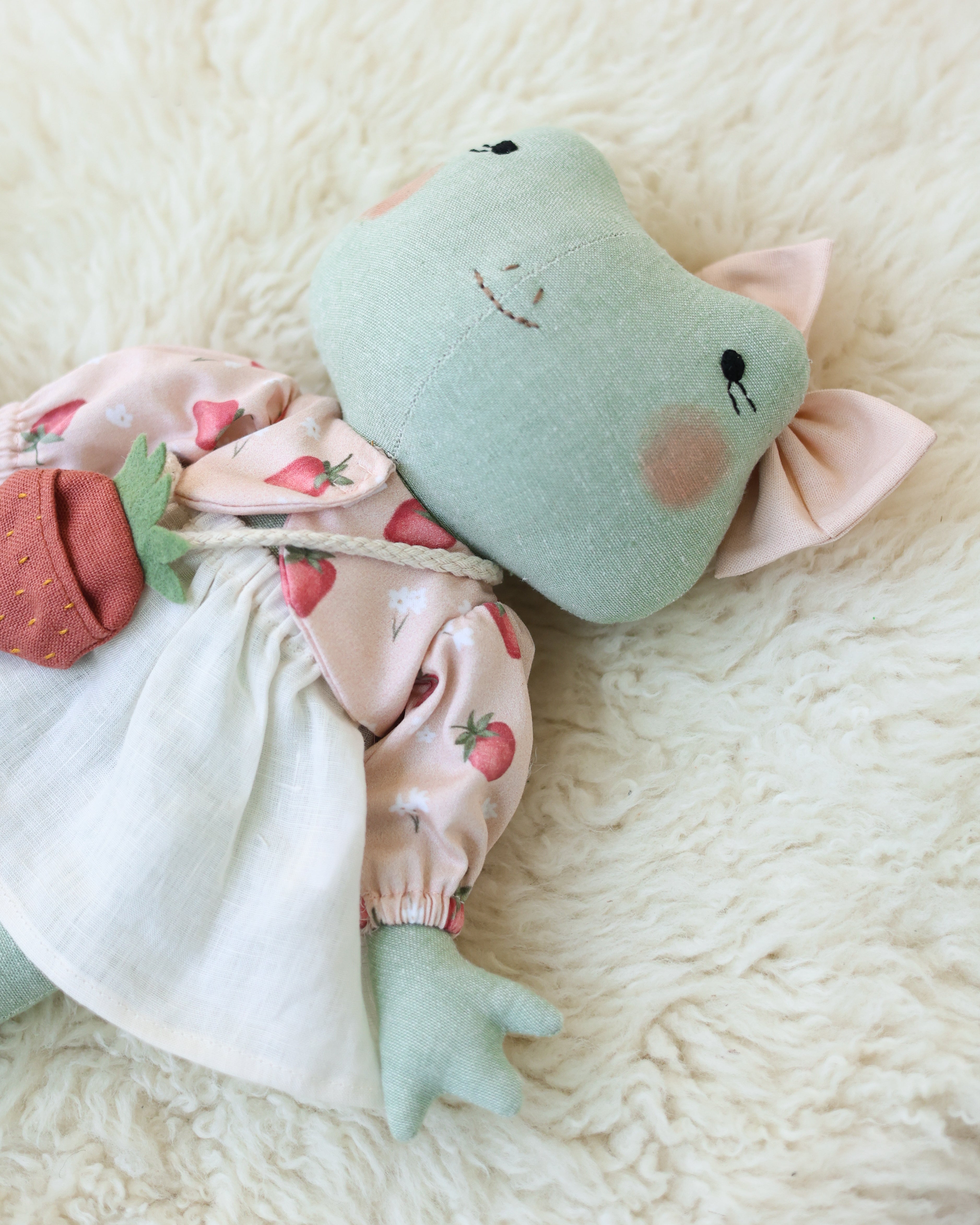 Frog Soft Toy with Strawberry Purse