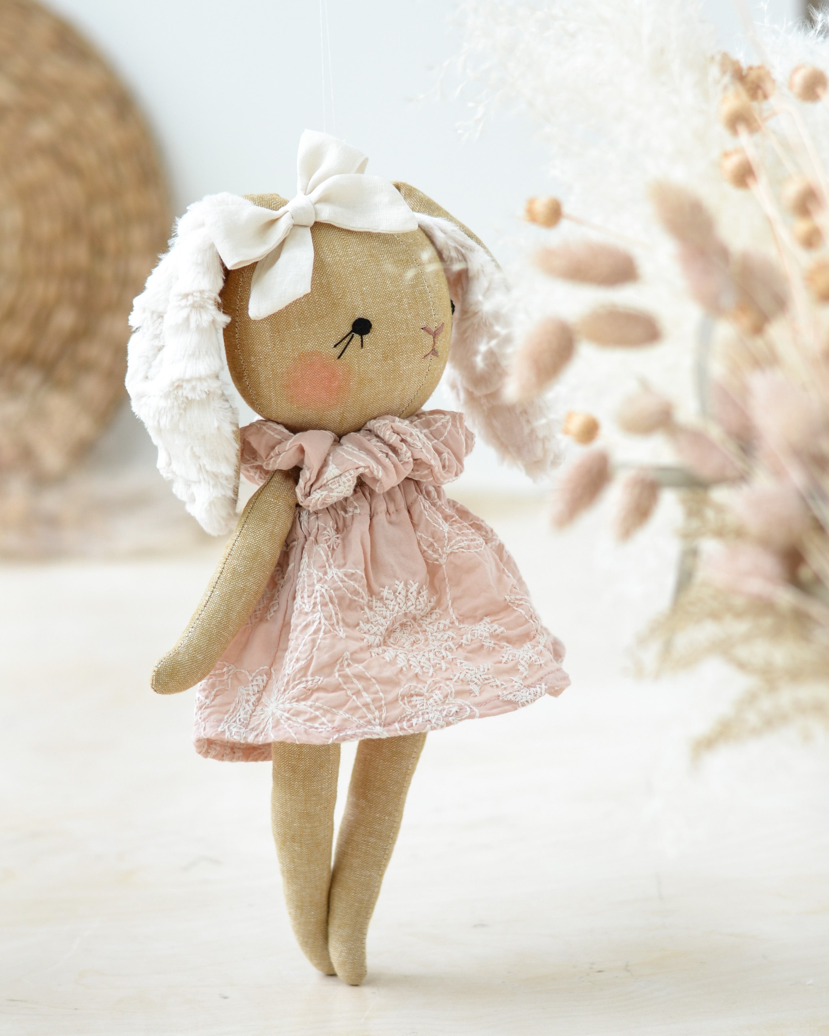 Bunny Soft Toy Jeanne Pink Embroidered skirt