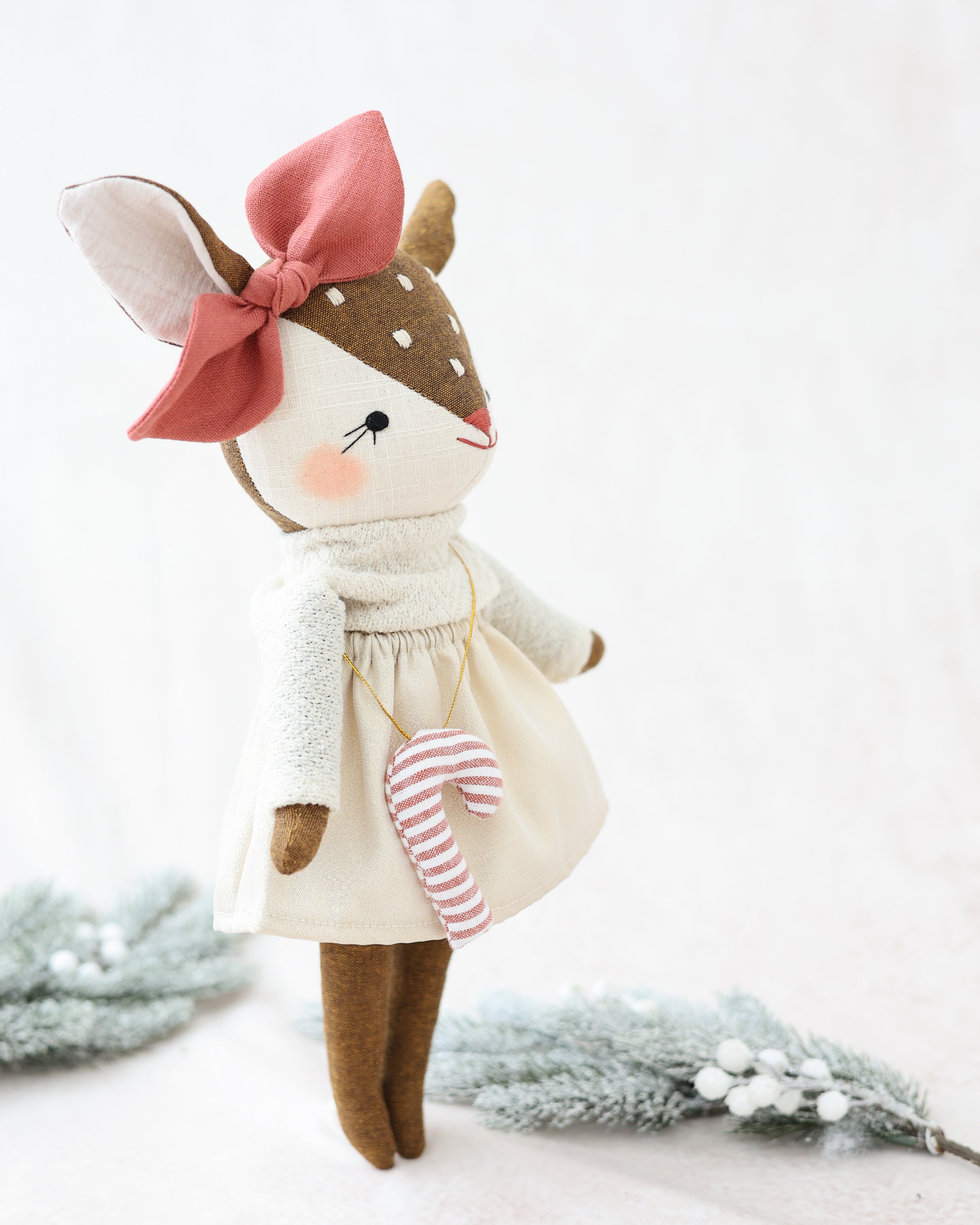 Fawn Doll Glitter Skirt and Candy Cane Ornement