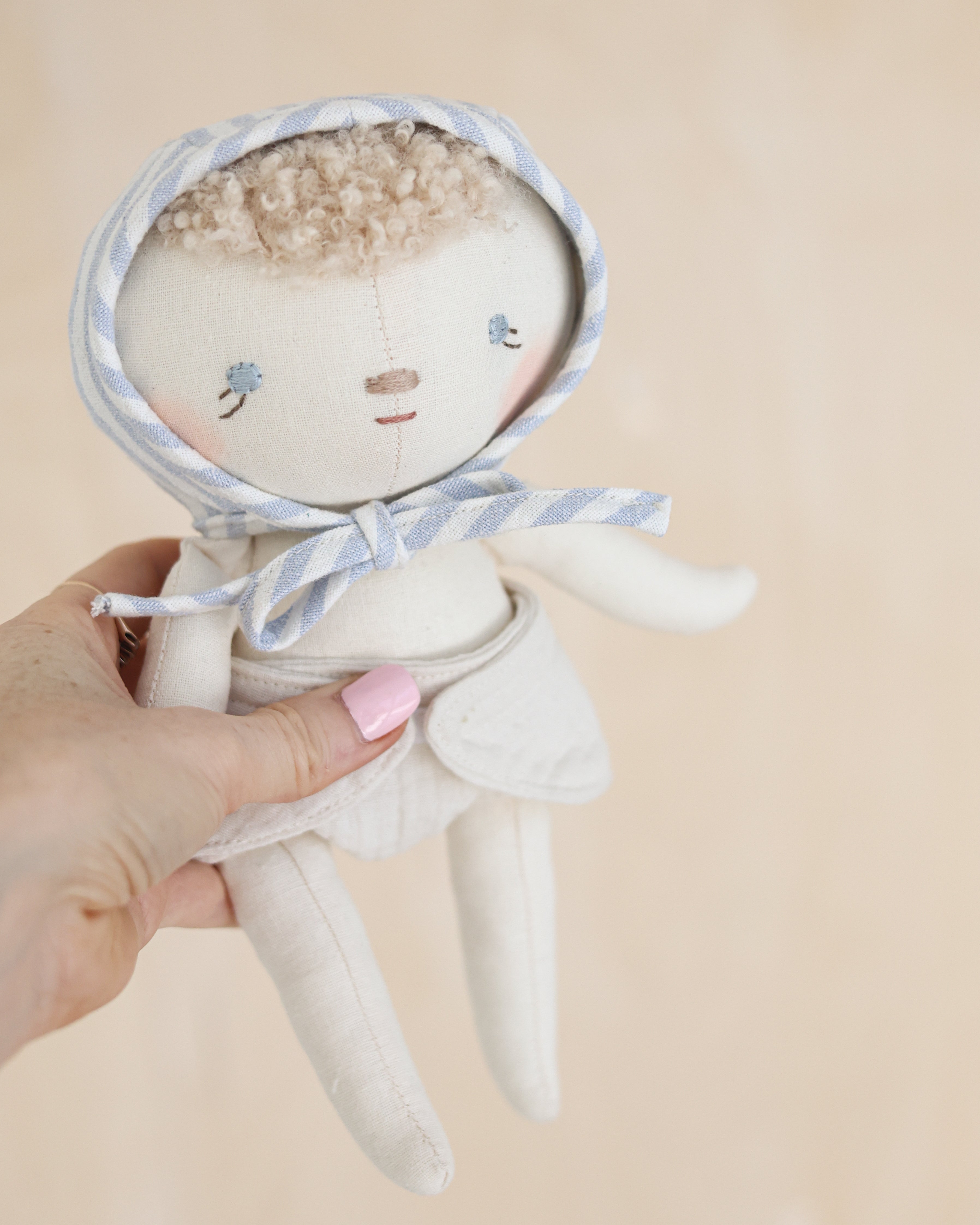 Baby Doll · Striped Bonnet & Diaper
