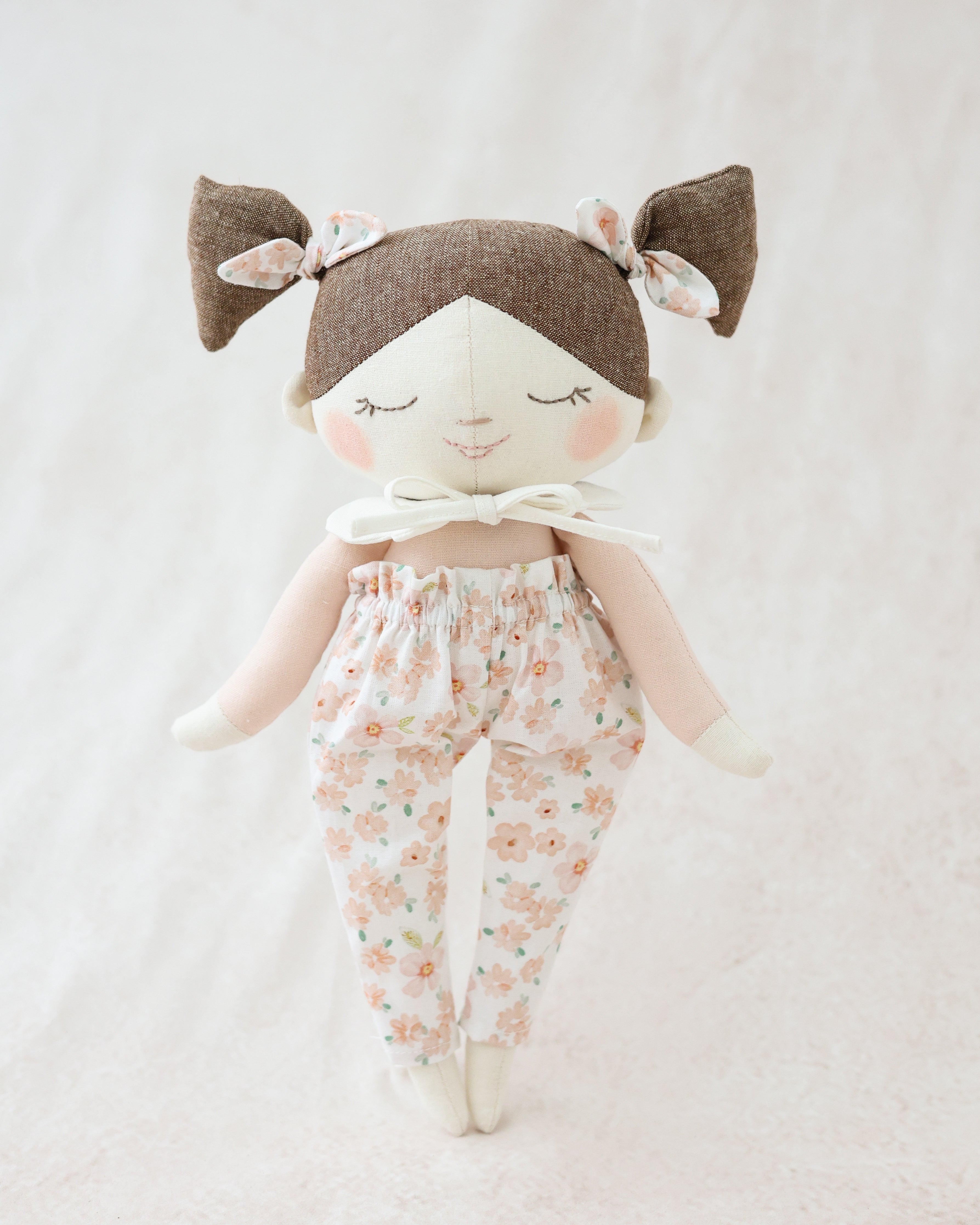 Classic Doll Brown Pigtails and Floral pants