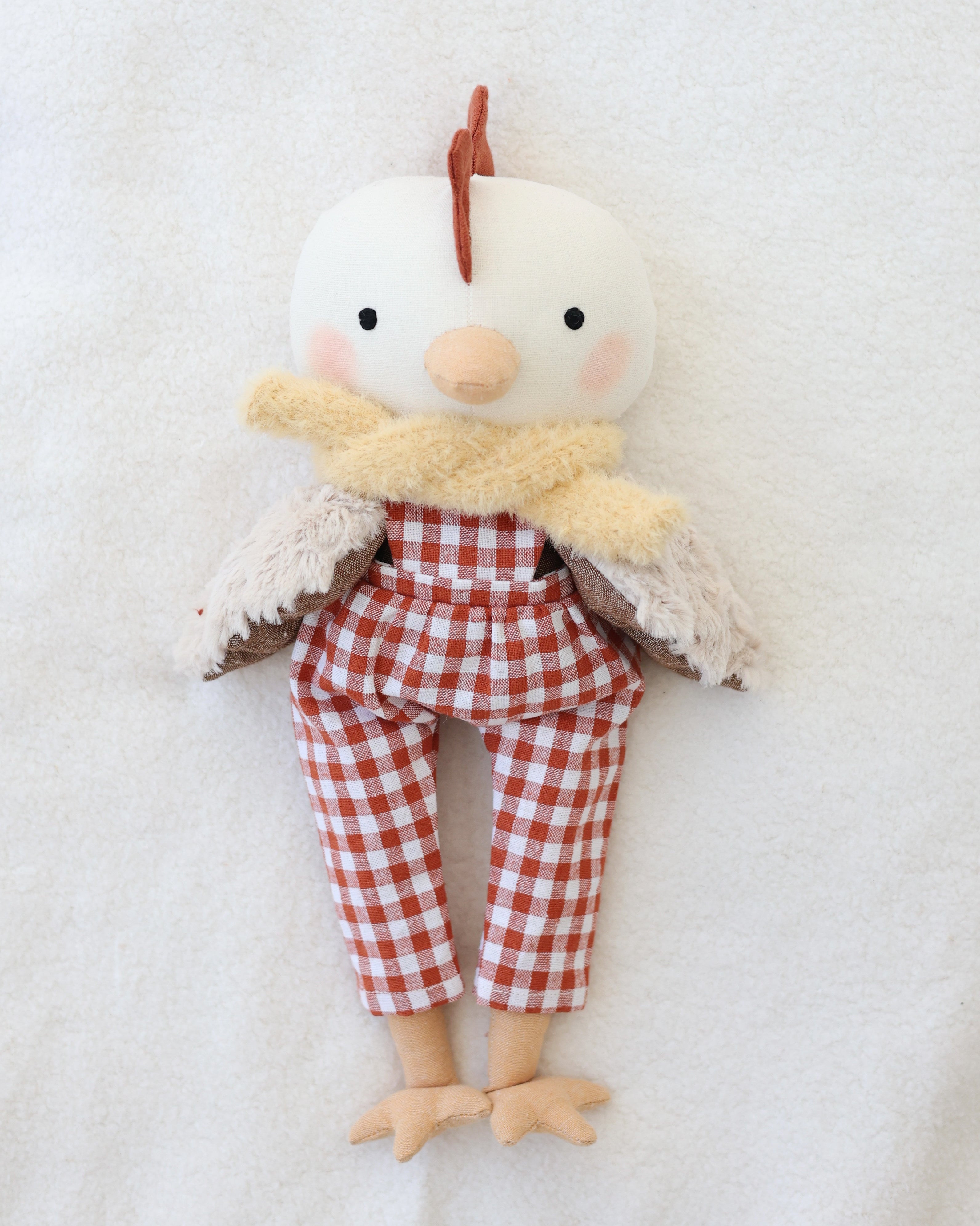 Clarence · Chicken Doll · Red Checked Overalls