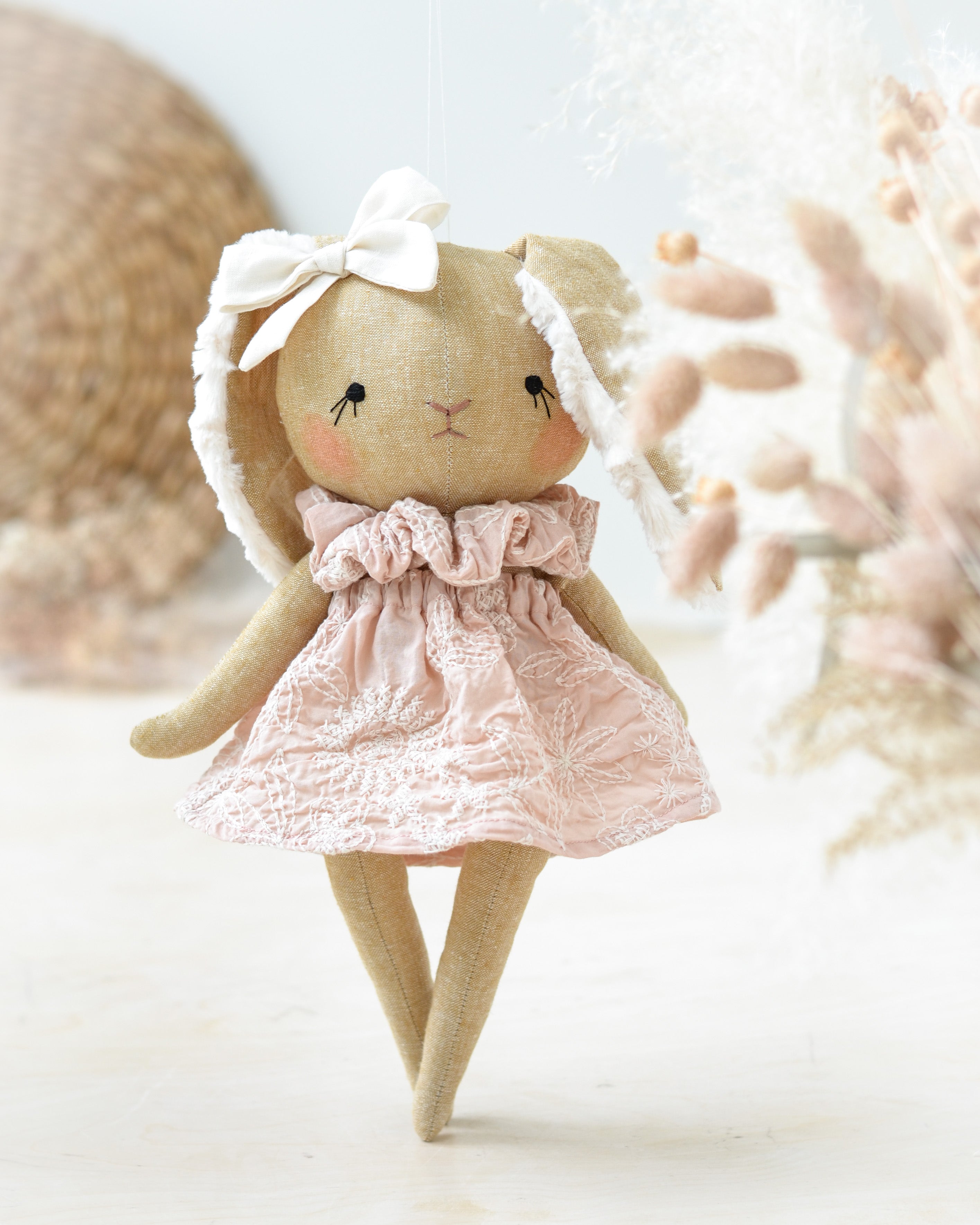 Bunny Soft Toy Jeanne Pink Embroidered skirt